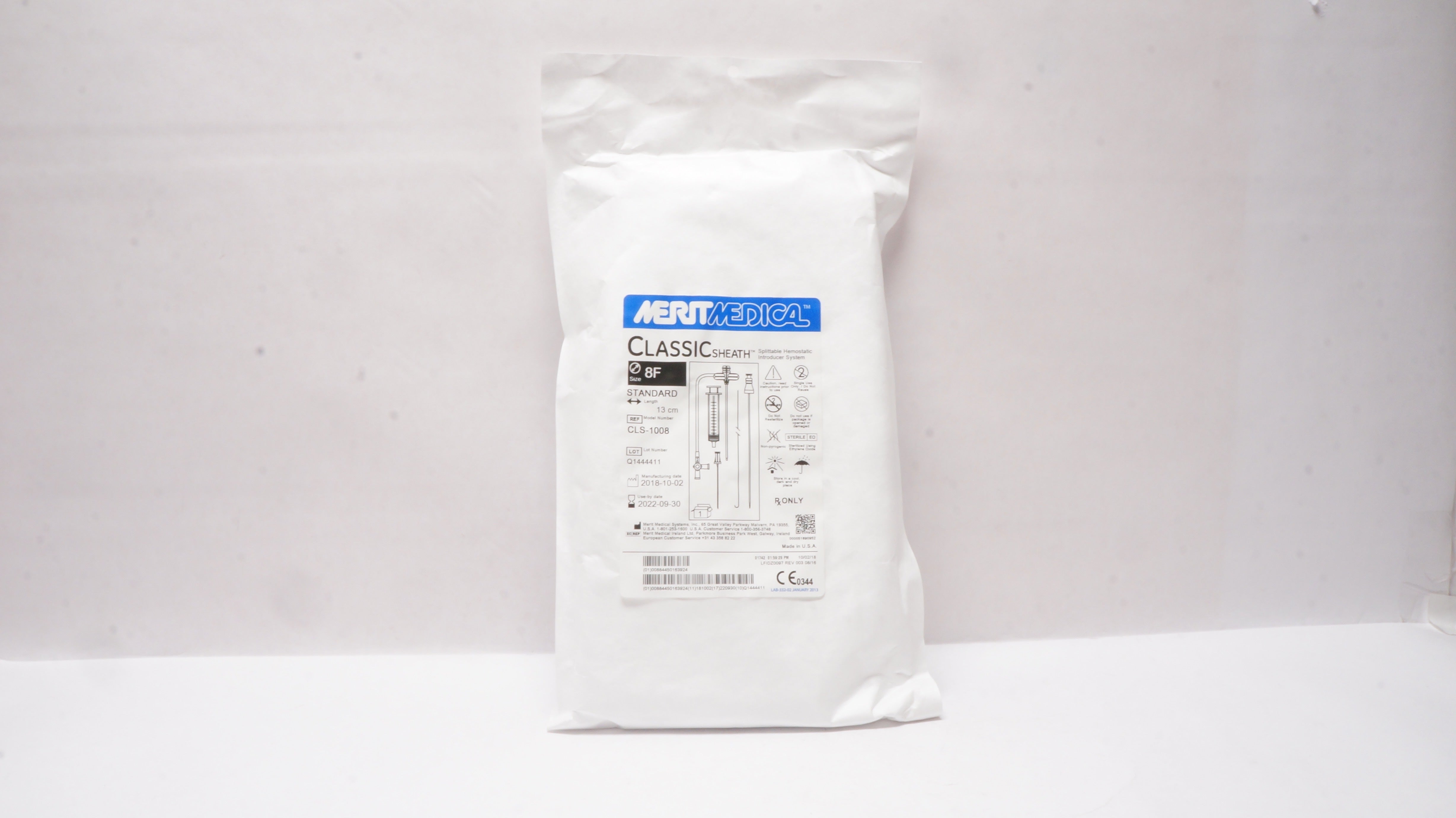 Merit Medical CLS-1008 Splittable Hemostatic Introducer System 8F x 13cm(x)