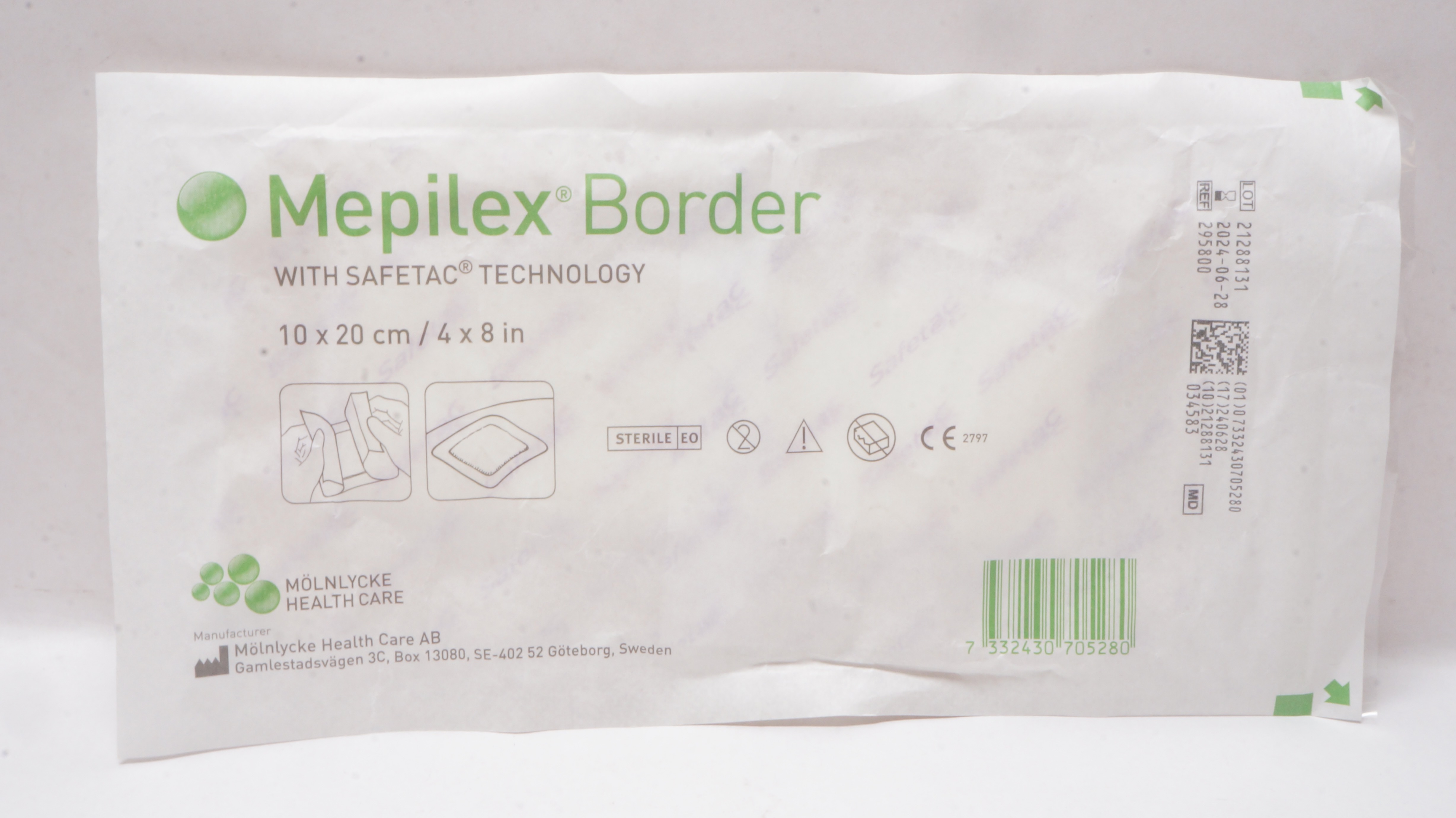 Molnlycke Healthcare 295800 Mepilex Ag with Safetac Technology 4inch x 8inch
