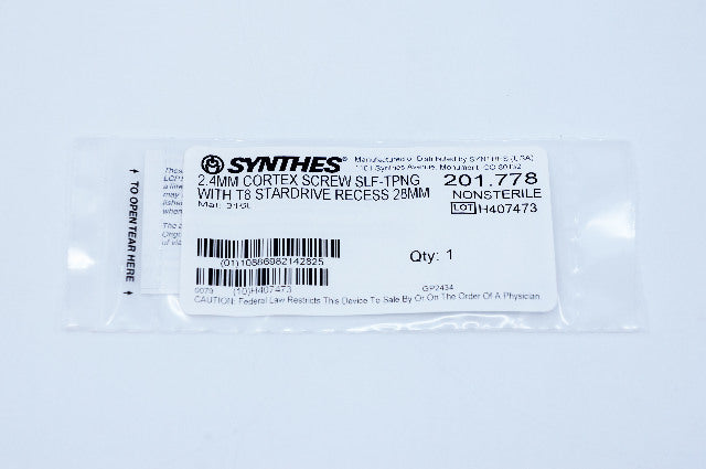 Synthes 201.778 2.4mm Cortex Screw Self-Tapping With T8 Stardrive Recess 28mm