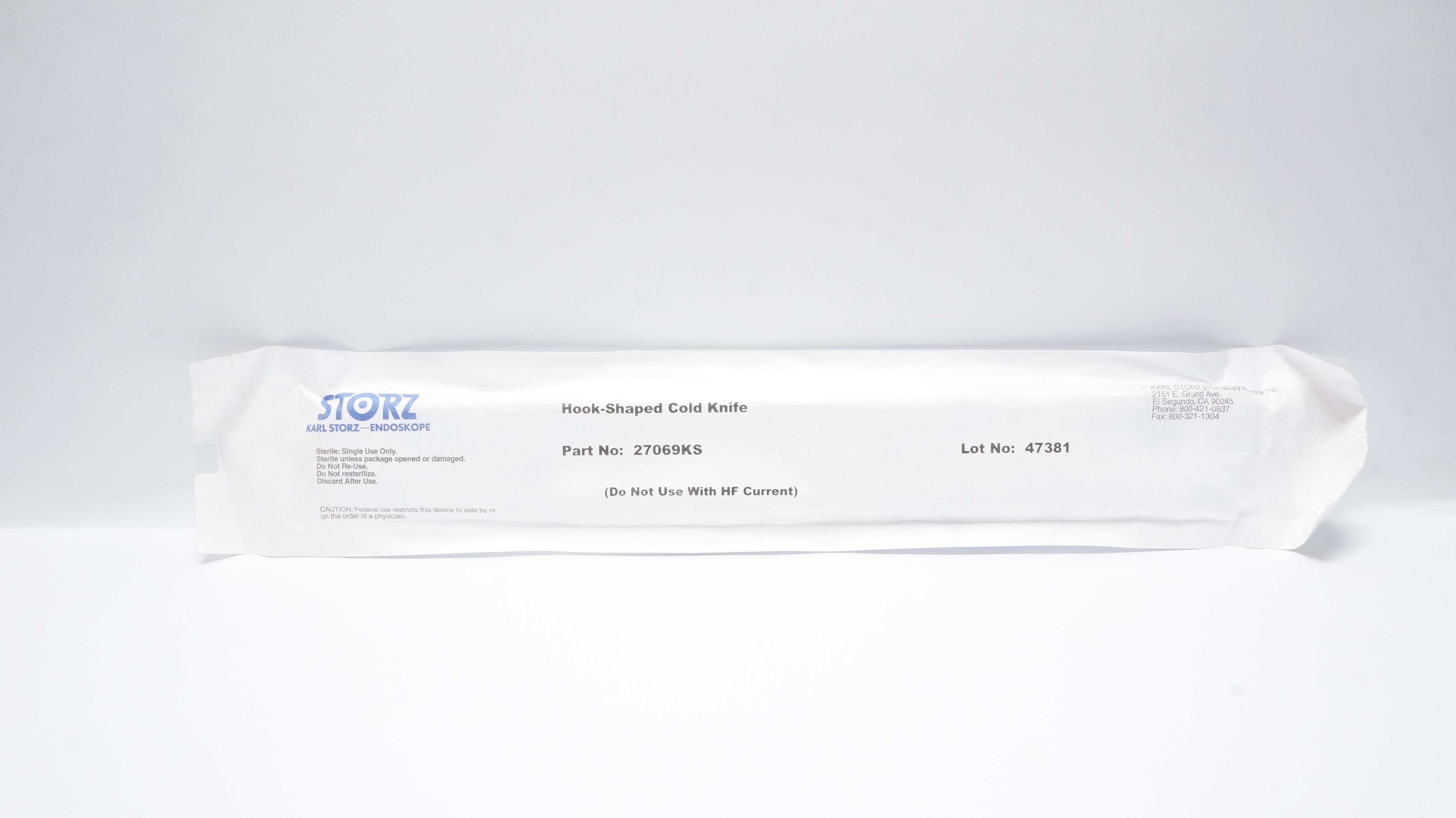 Karl Storz 27069KS Hook-Shaped Cold Knife