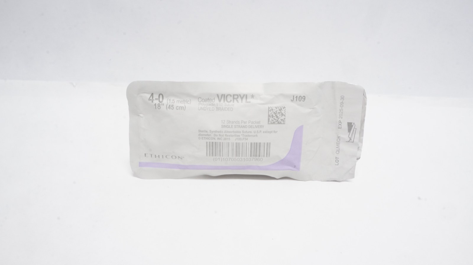 ETHICON J109 Coated VICRYL Sutures 4-0 18in Polyglactin 910