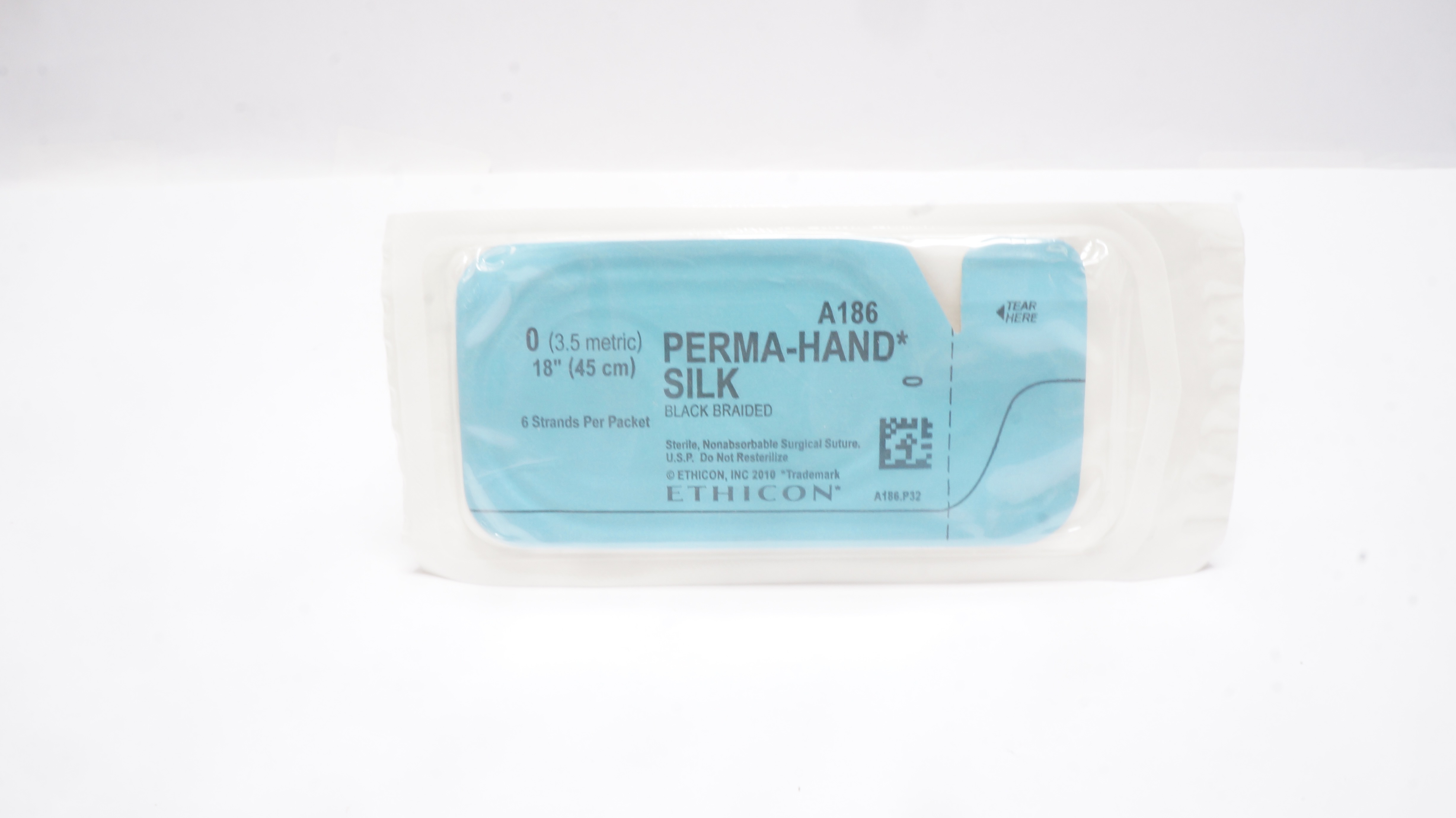 Ethicon A186 0 Perma-Hand Silk Black Braided Surgical Stre, 18 inch