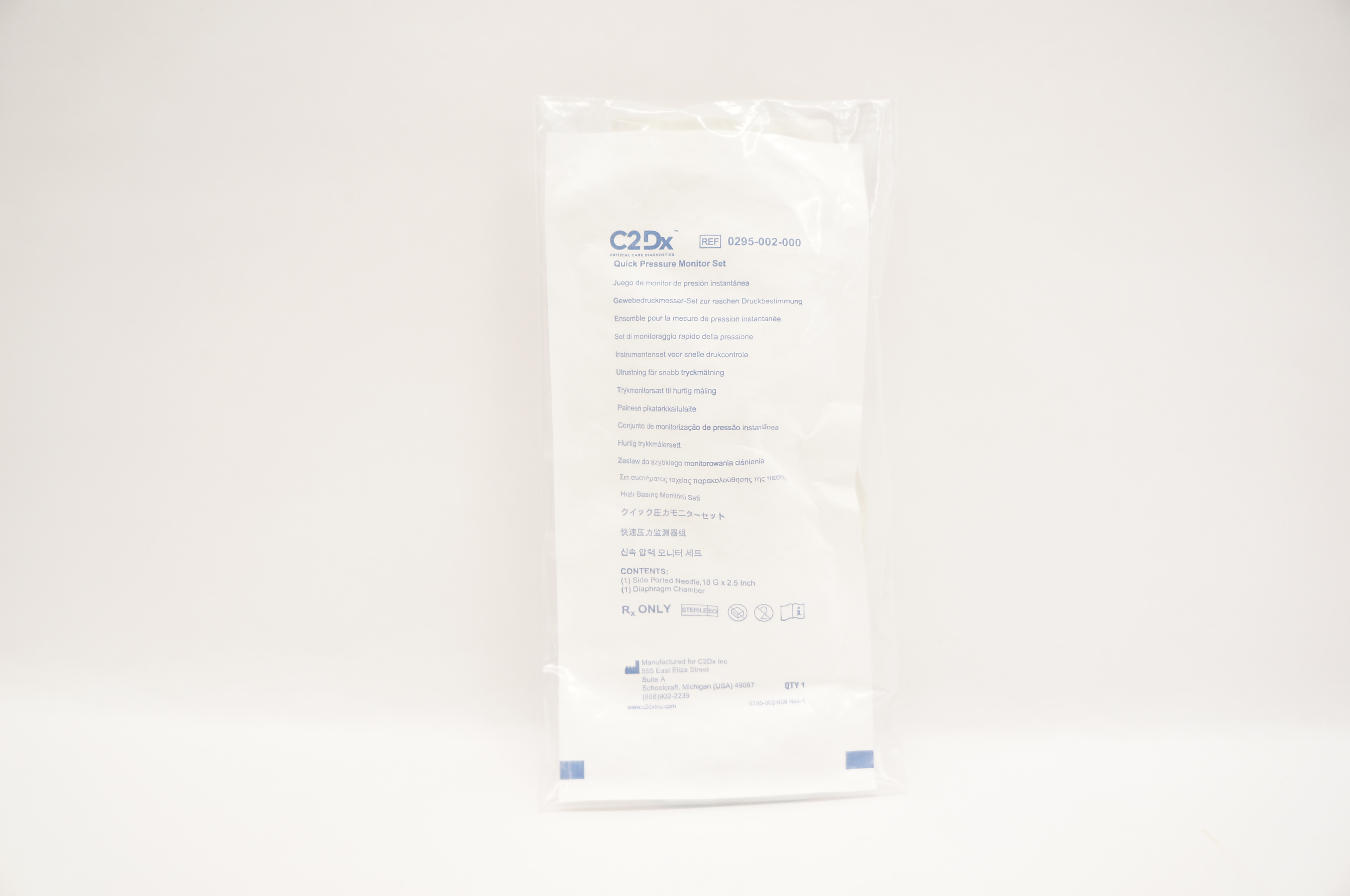 C2Dx 0295-002-000 Quick Pressure Monitor Set 3.0mL NaCl Fill/Syringe (x)
