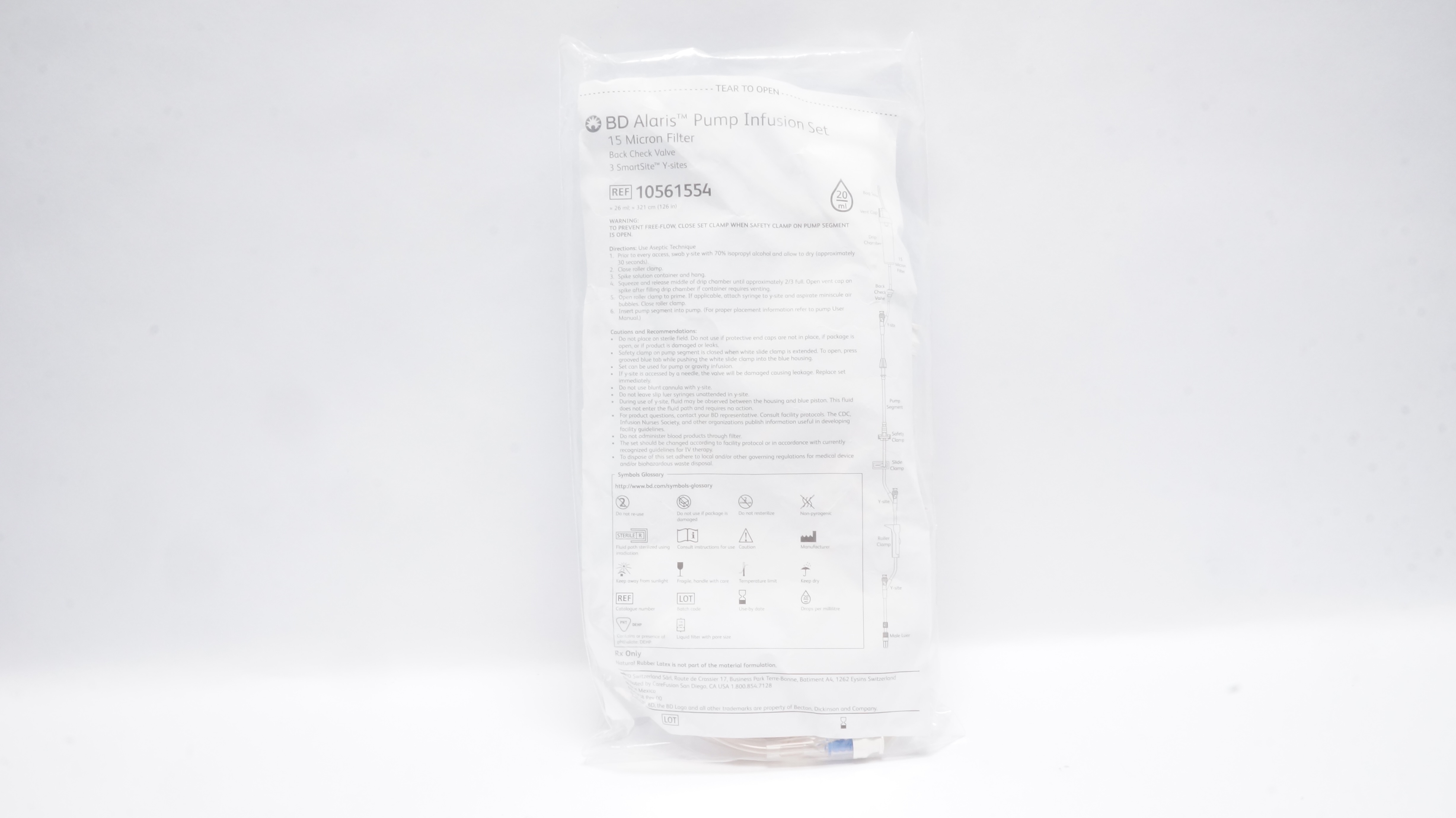 BD 10561554 Alaris Pump Infusion Set 20Drops/mL 26ml x 126inch (Approx.) (x)
