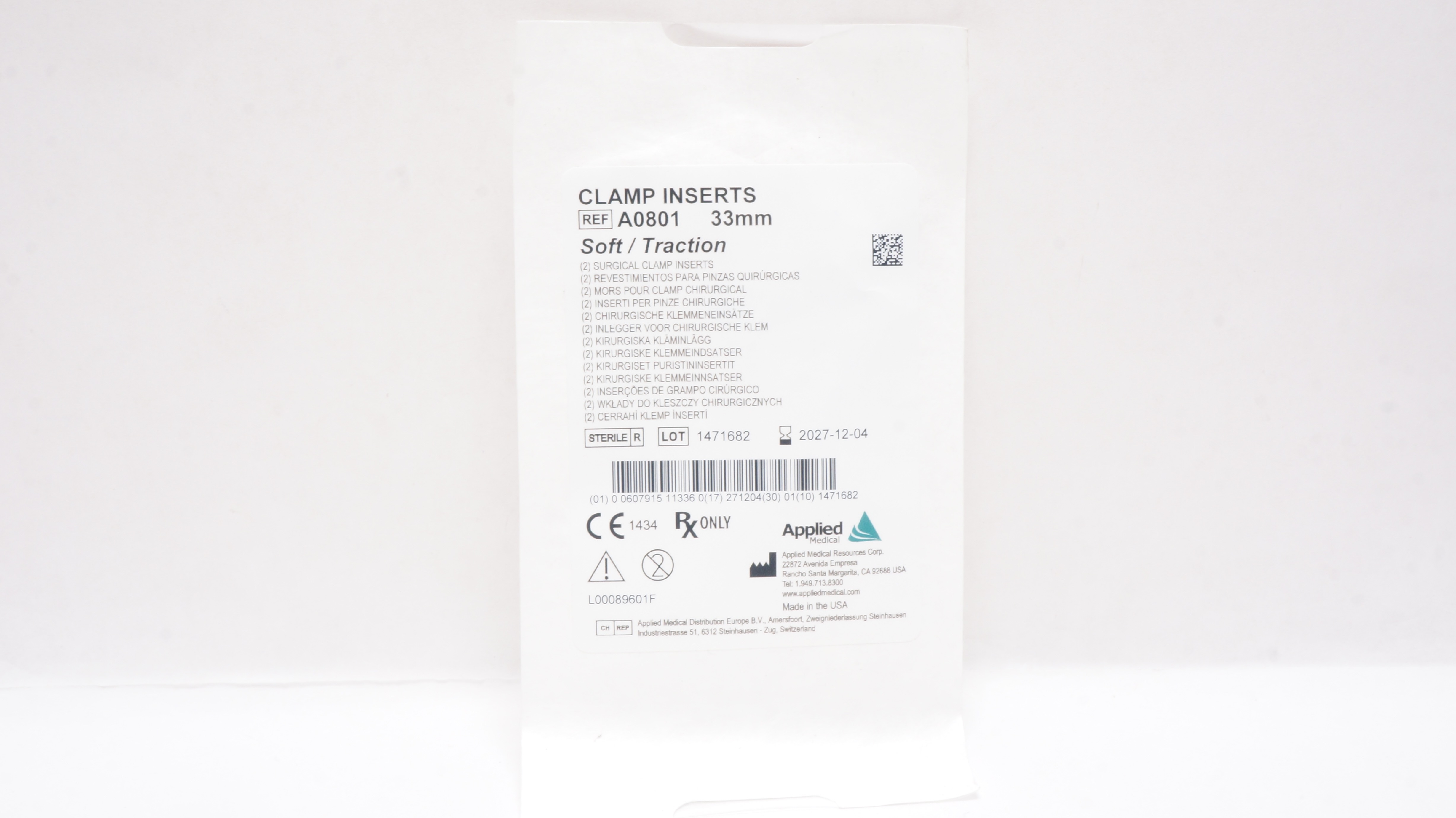 Applied Medical A0801 Soft/Traction Surgical Clamp Inserts 33mm - Pack of 2