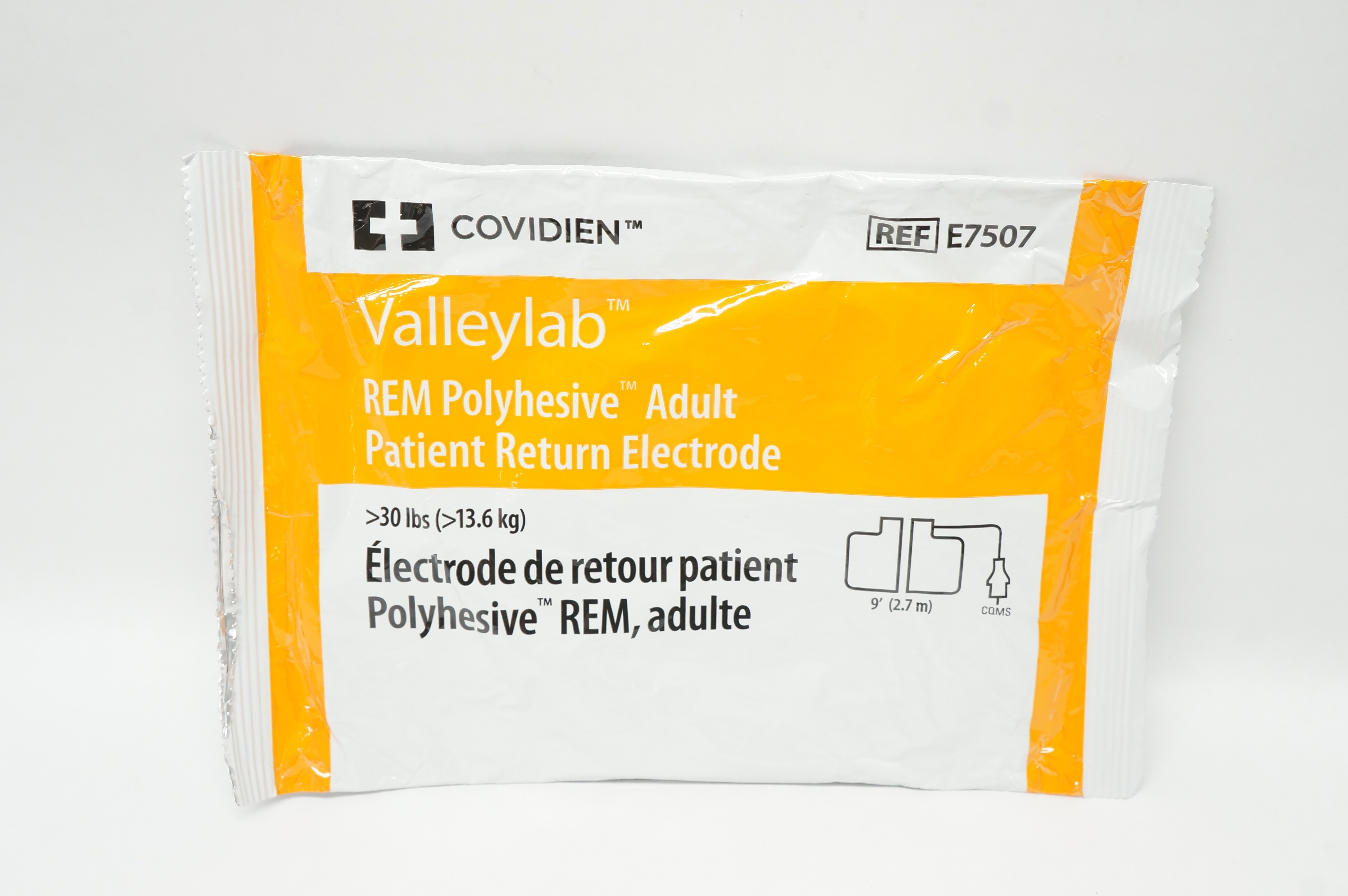 Covidien E7507 Valleylab REM Polyhesive Adult Patient Return Electrode,>30lbs(x)