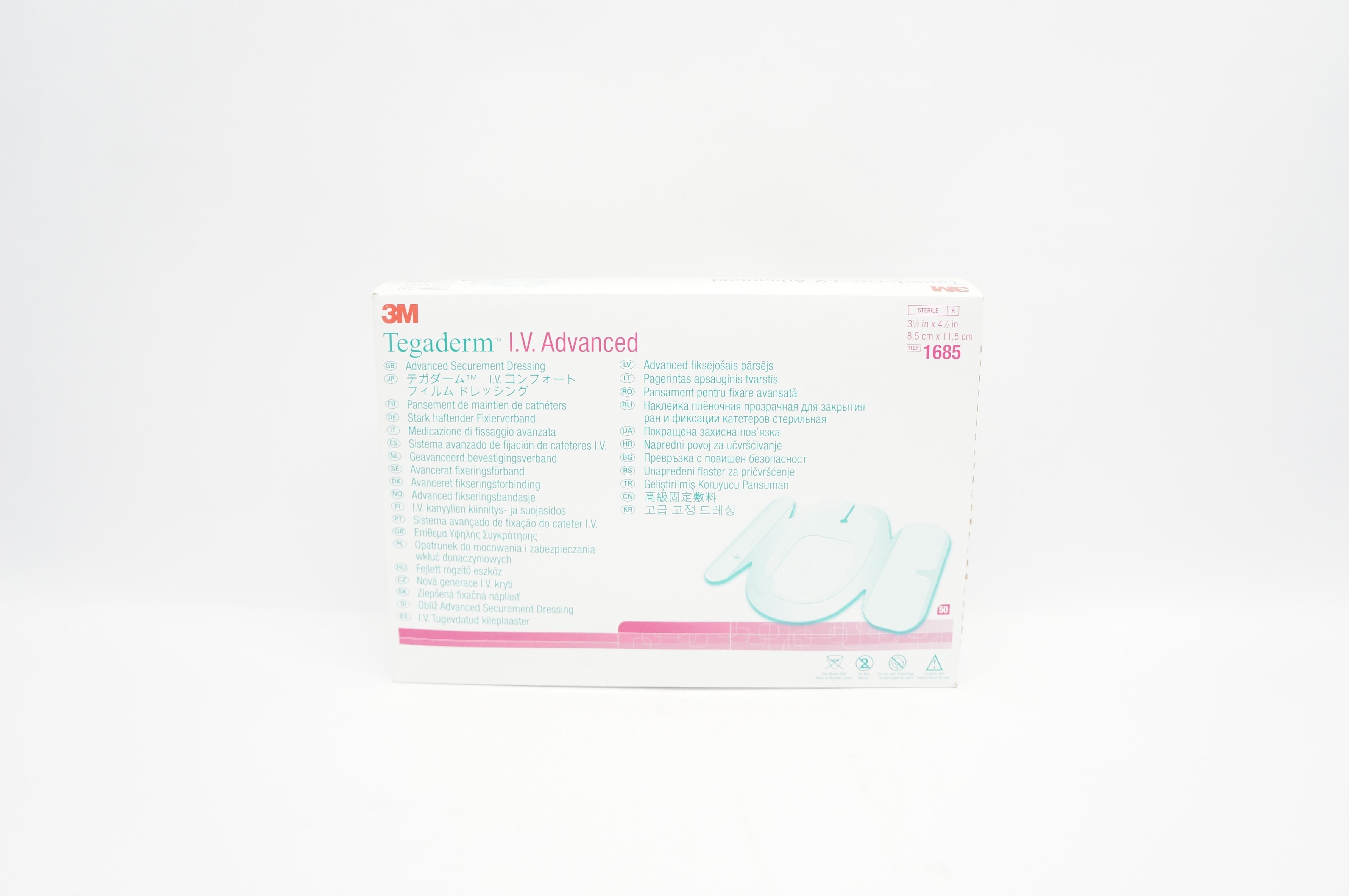 3M 1685 Tegaderm IV Advanced Securement Dressing 3-1/2 x 4-1/2 inch - Box of 50