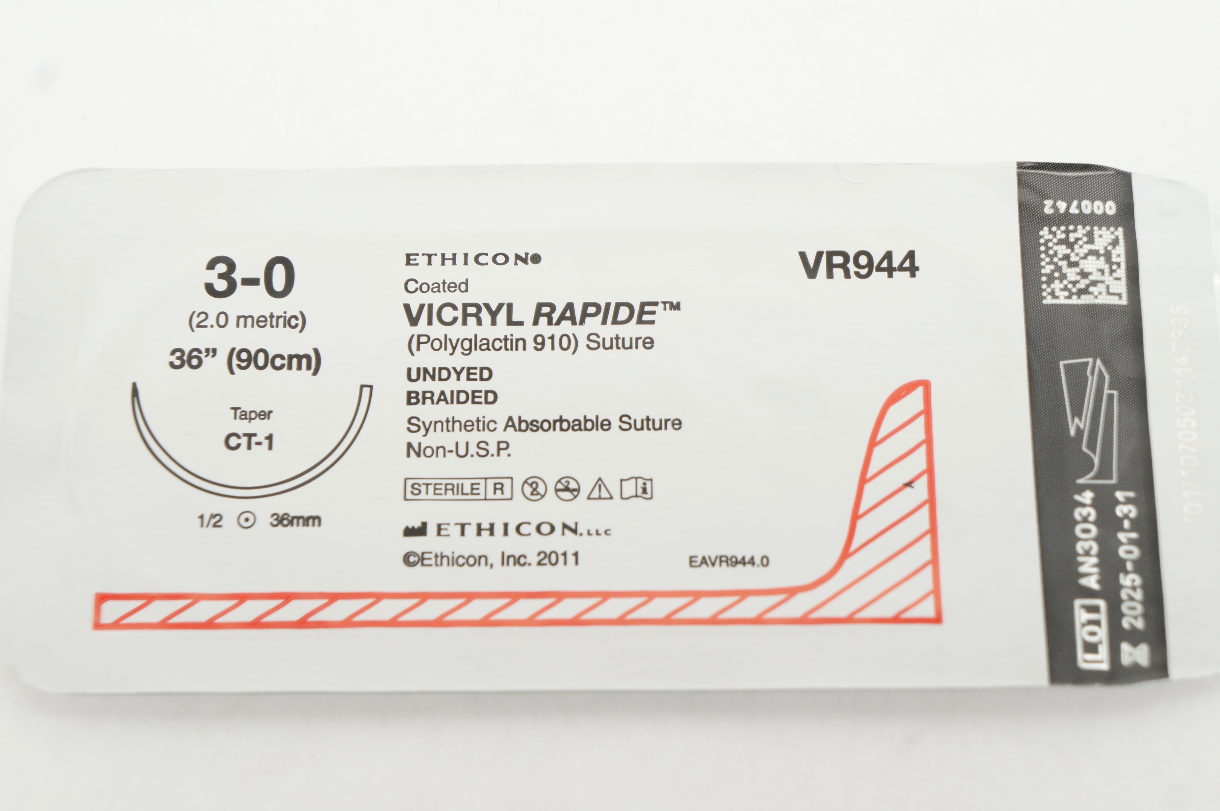 Ethicon VR944 3-0 VICRYL RAPIDE CT-1 1/2 36mm 36inch