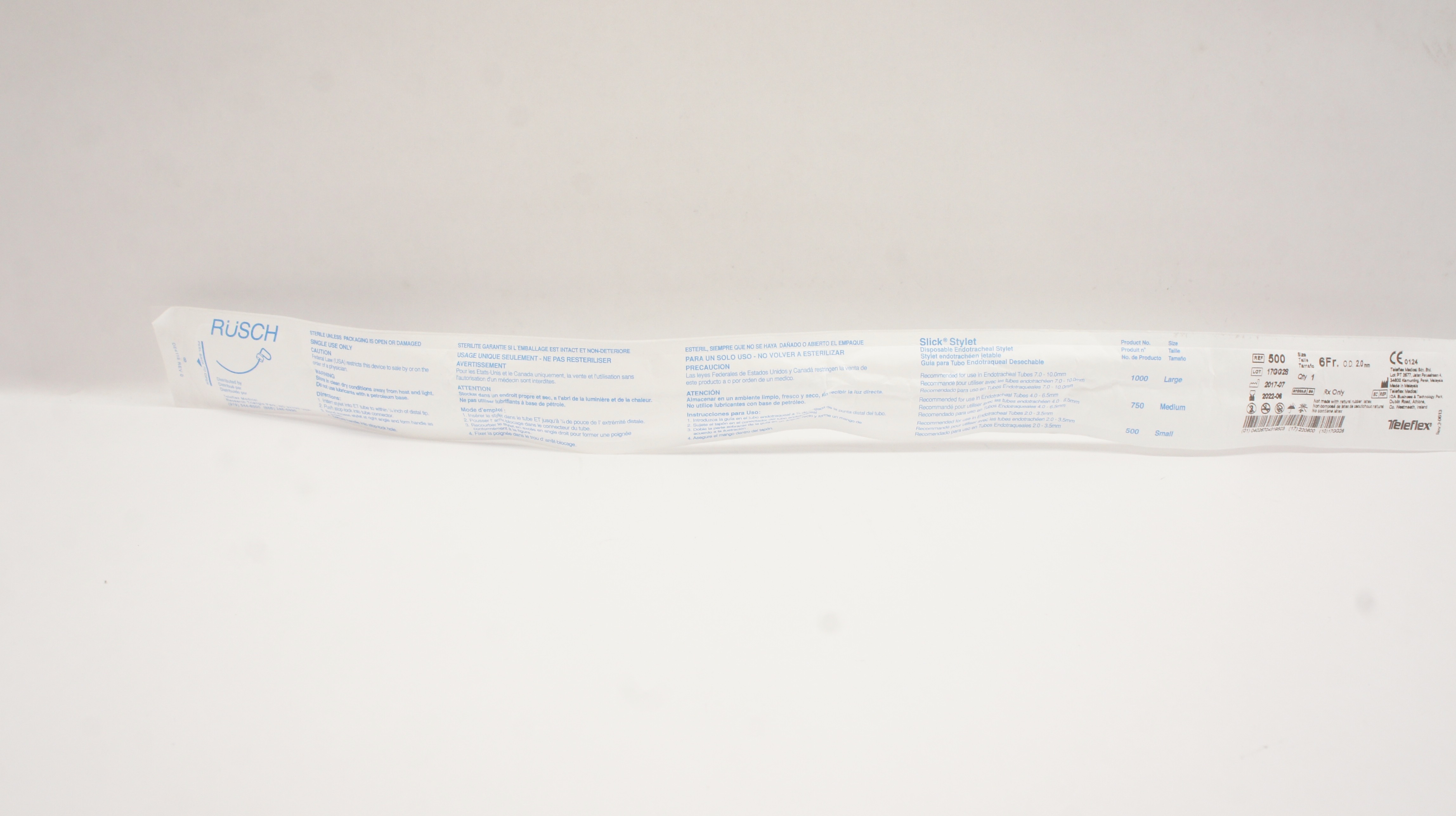Teleflex 500 Rusch Slick Stylet Disposable Endotracheal Stylet 6Fr. x 2.0mm (x)