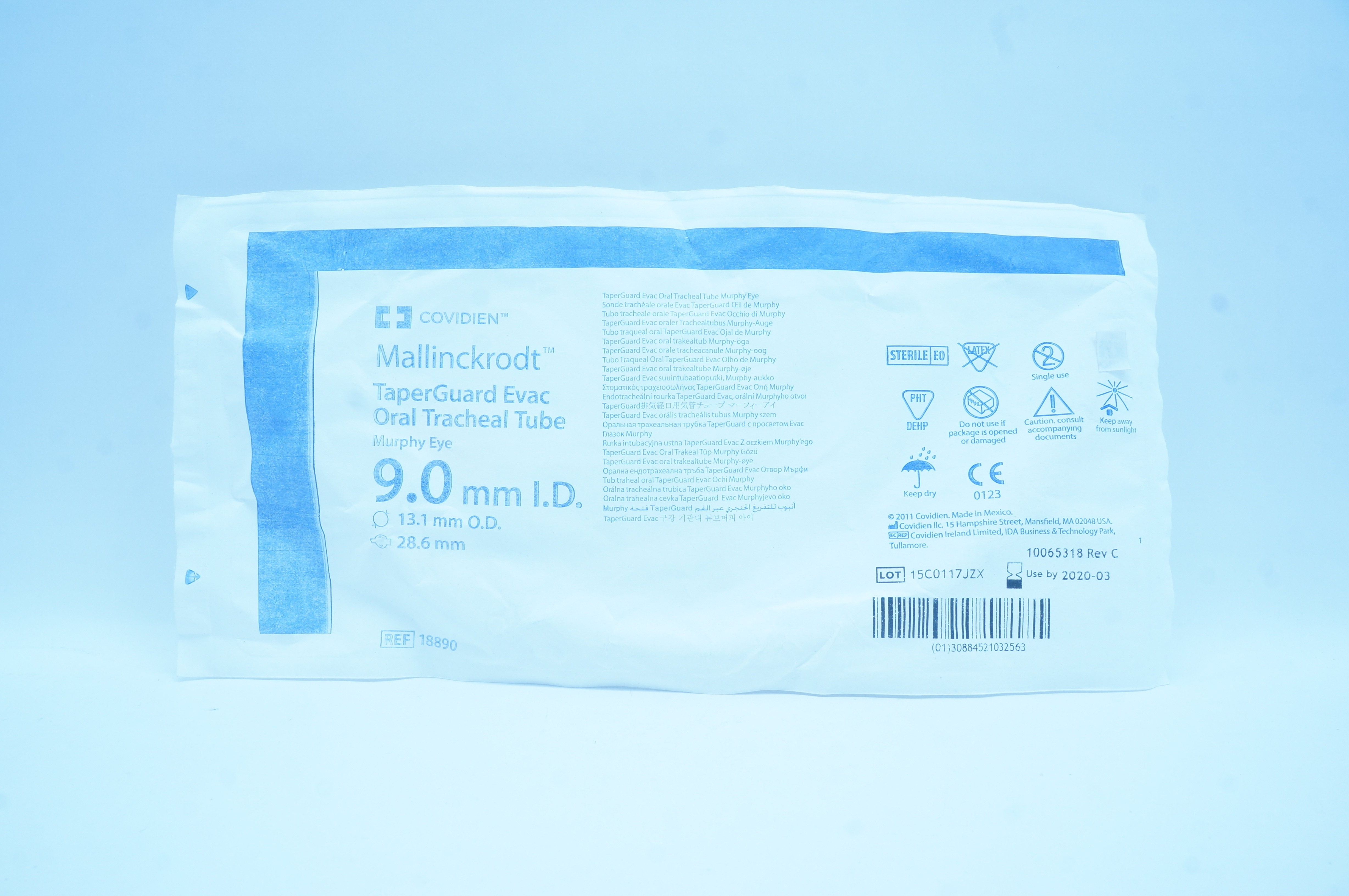 Covidien 18890 Mallinckrodt Taper Guard Evac Oral Tracheal Tube 9.0 x 13.1mm (x)