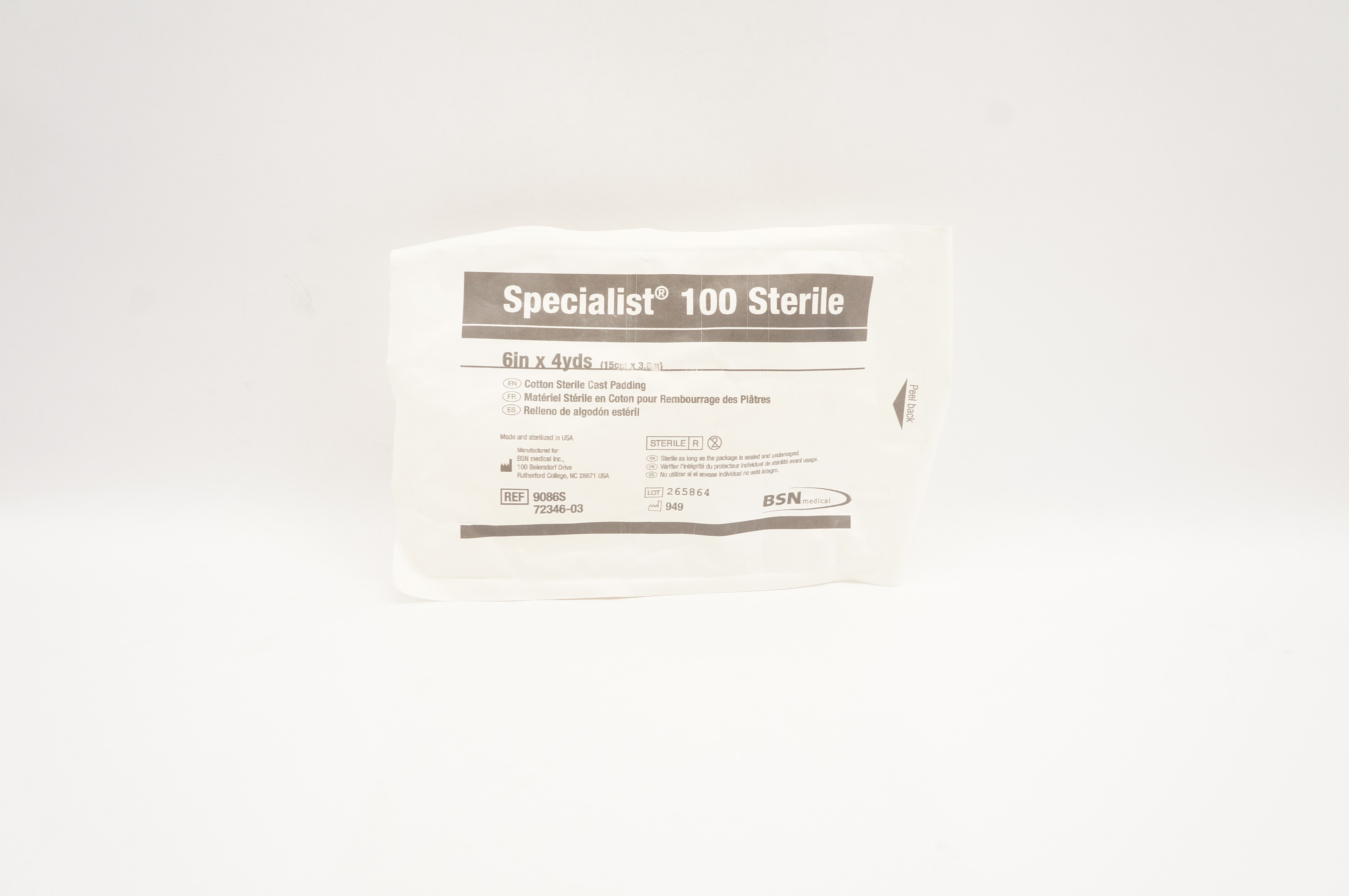 BSN 9086S Specialist Cotton Cast Padding Sterile 6 inch x 4 yds - Pack of 100