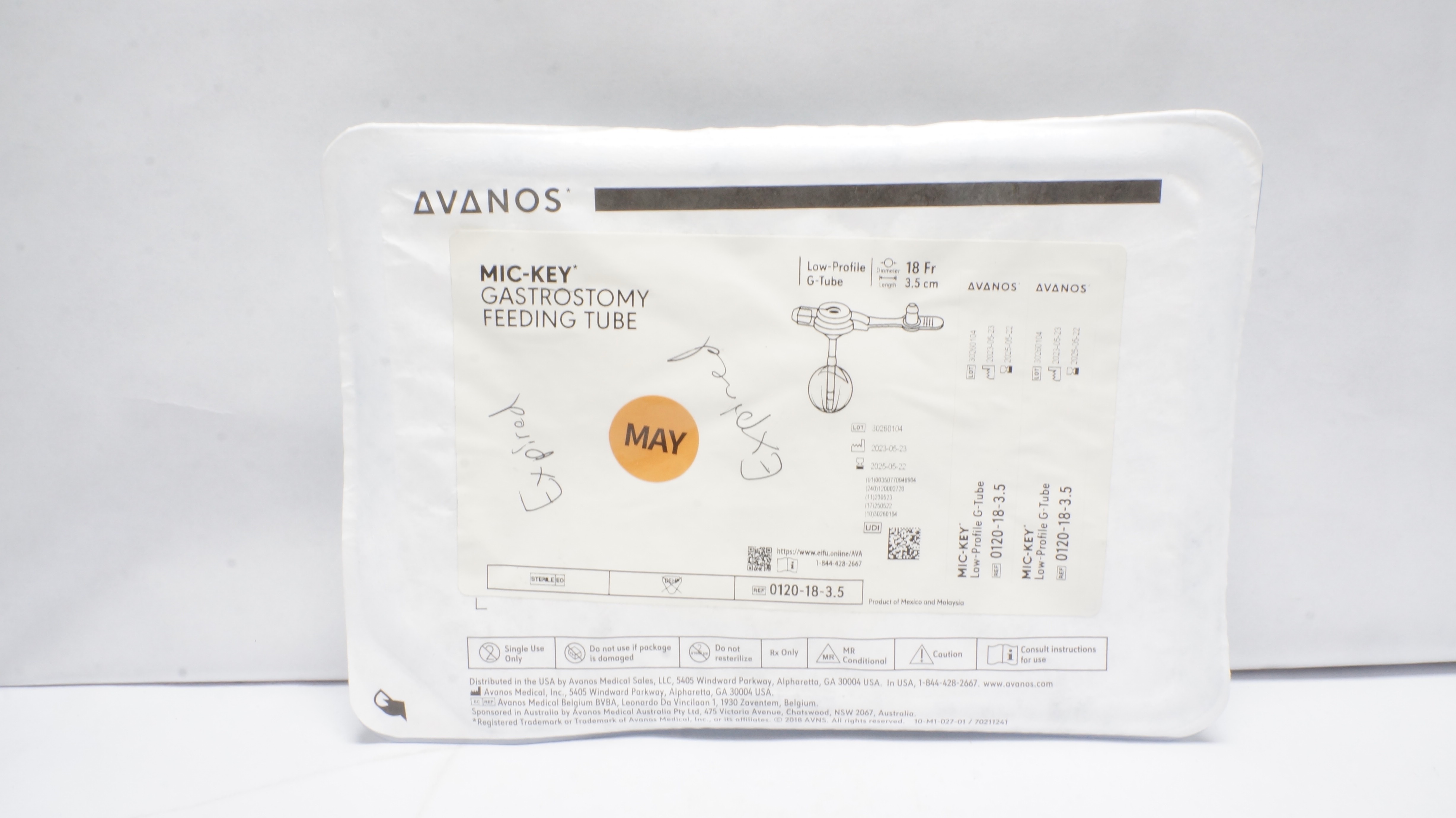 Avanos 0120-18-3.5 MIC-KEY Gastrostomy Feeding Low-Profile G-Tube 18Fr x3.5cm(x)