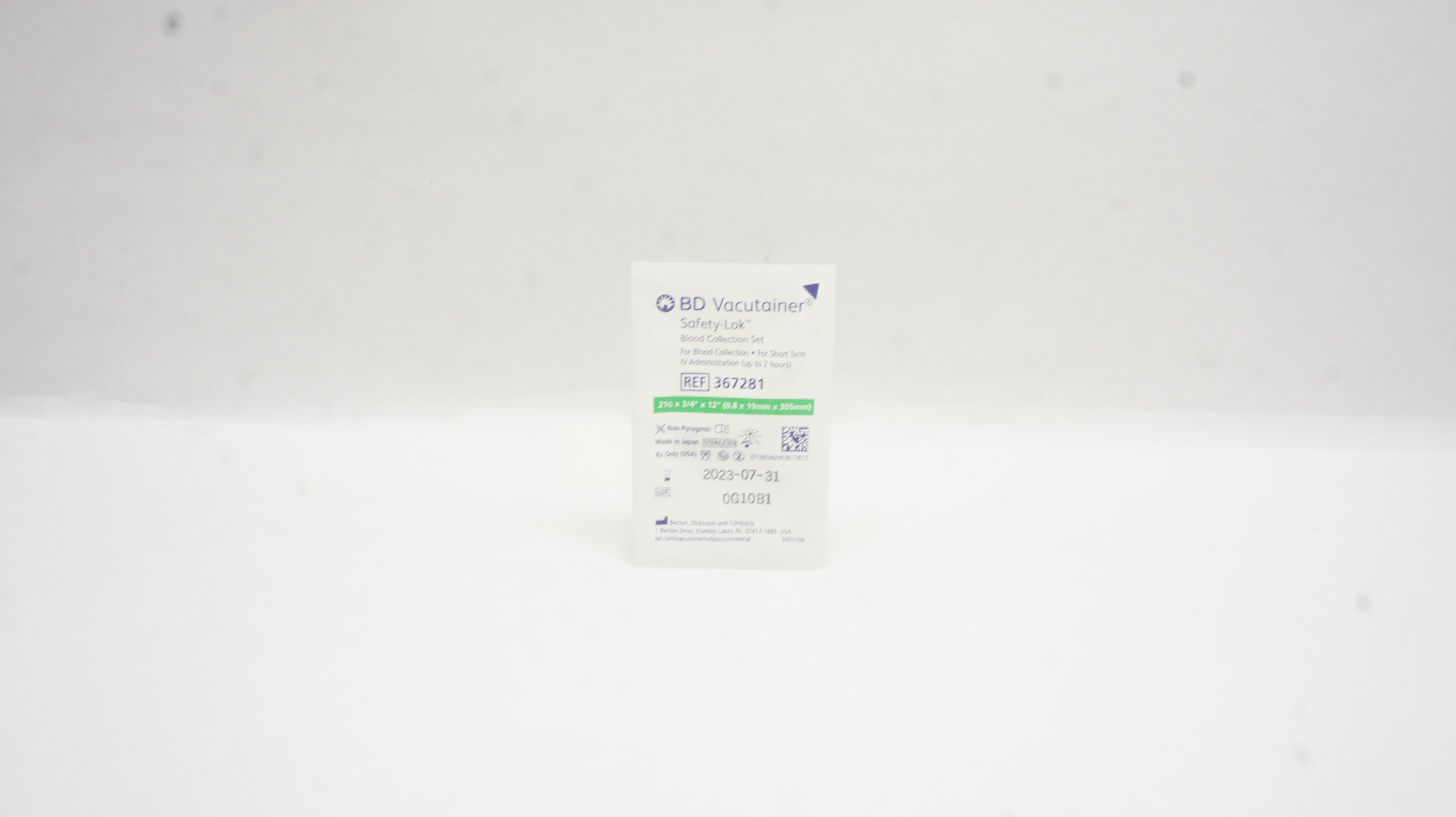 BD 367281 Vacutainer Safety-Lok Blood Collection Set 21G x 3/4inch x 12inch (x)