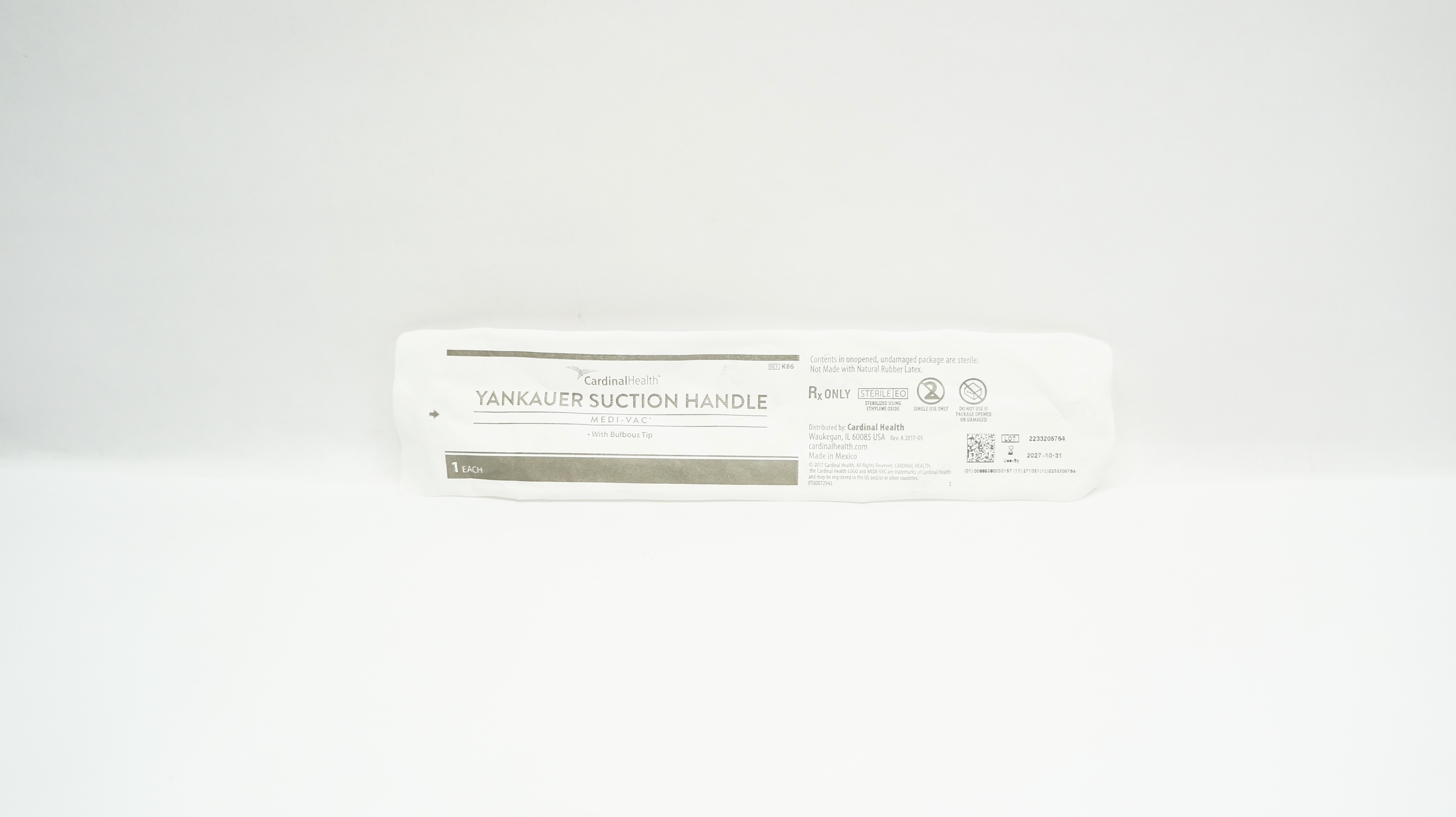 Cardinal Health K86 Medi-Vac Yankauer Suction Handle w/Bulbous Tip