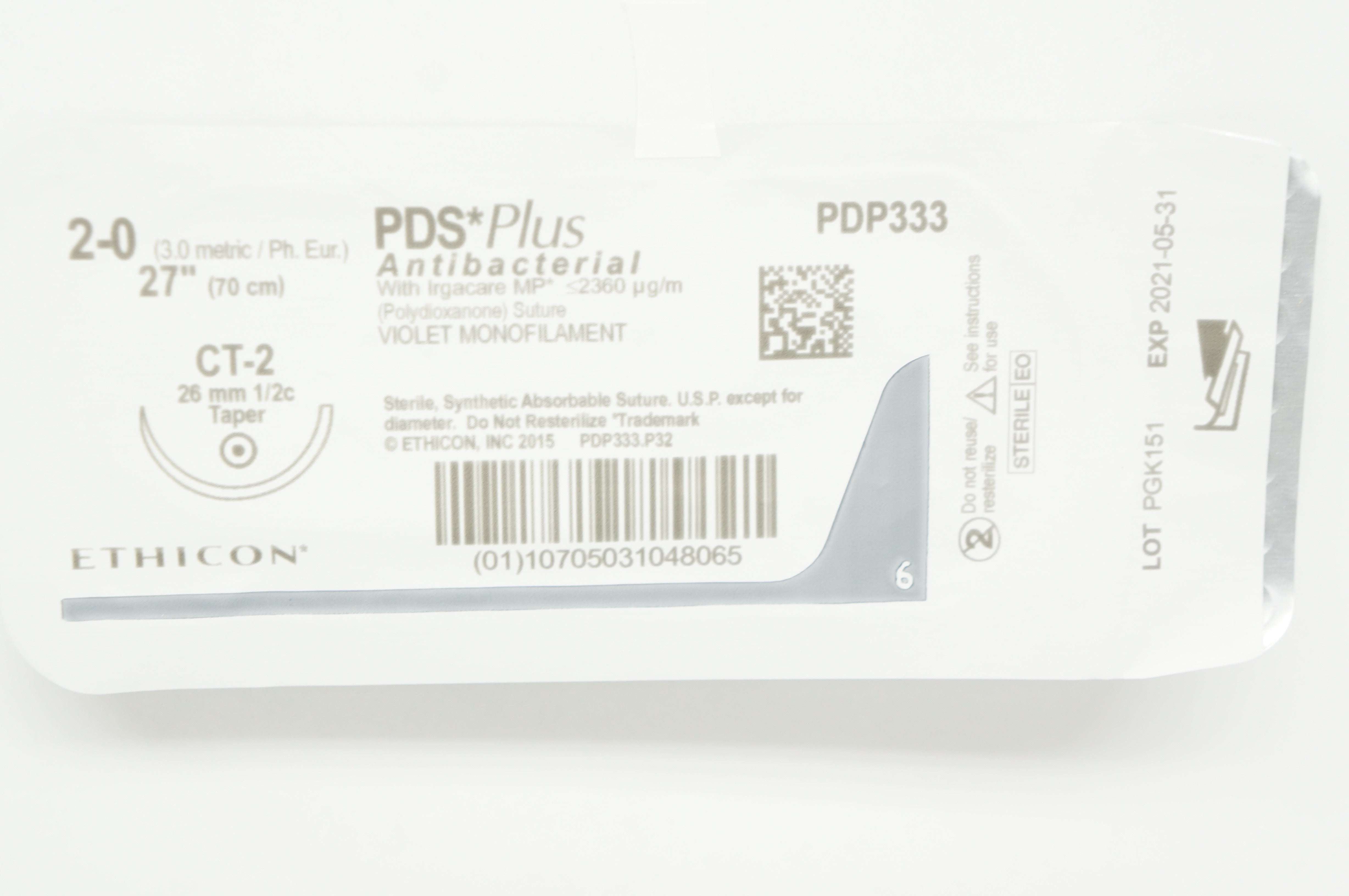 Ethicon PDP333 2-0 PDS Plus Stre CT-2 26mm 1/2c Taper, 27inch (x)