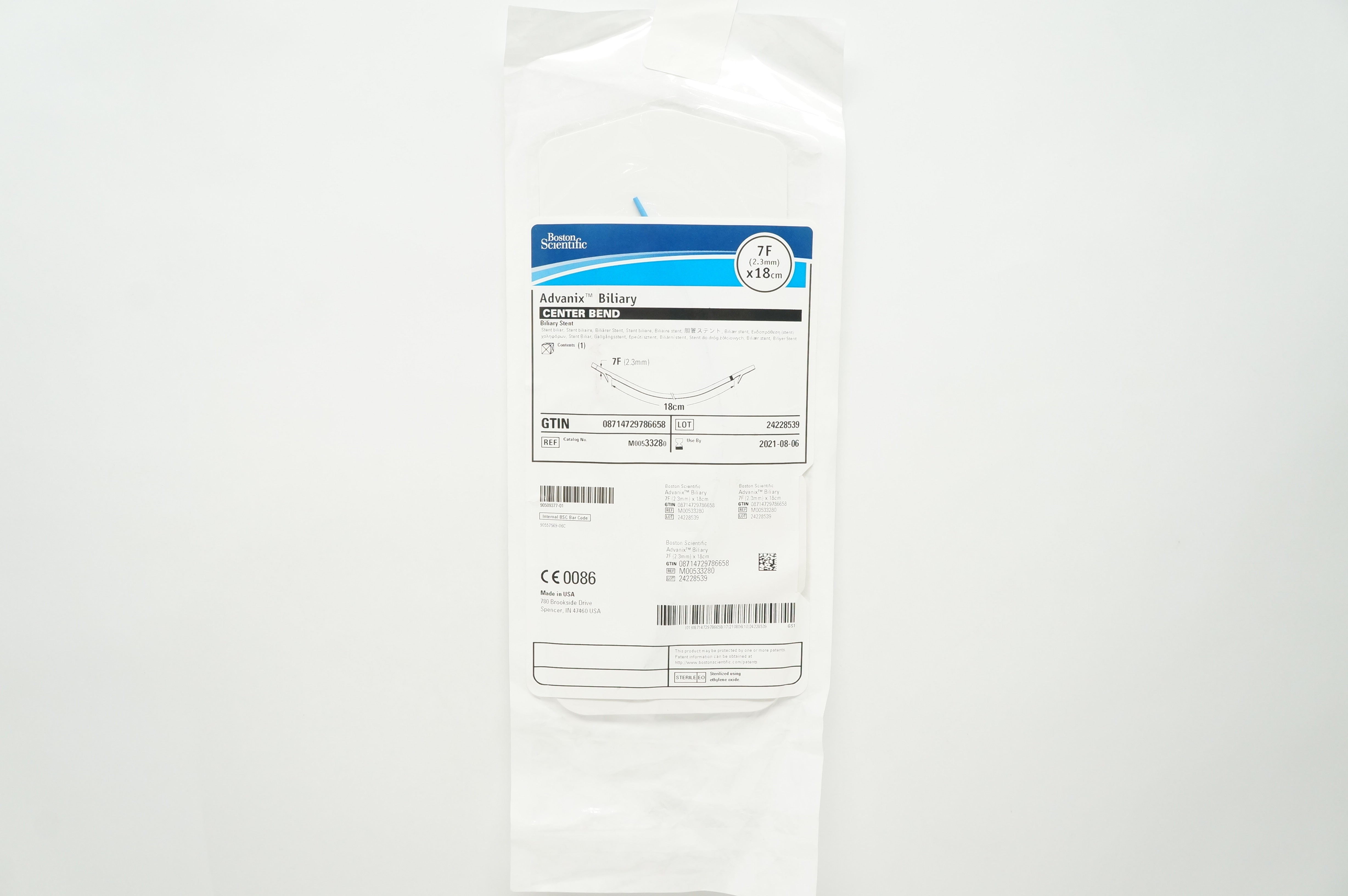 Boston Scientific 3328 Advanix Biliary Center Bend Stnt 7F x 18cm (x)