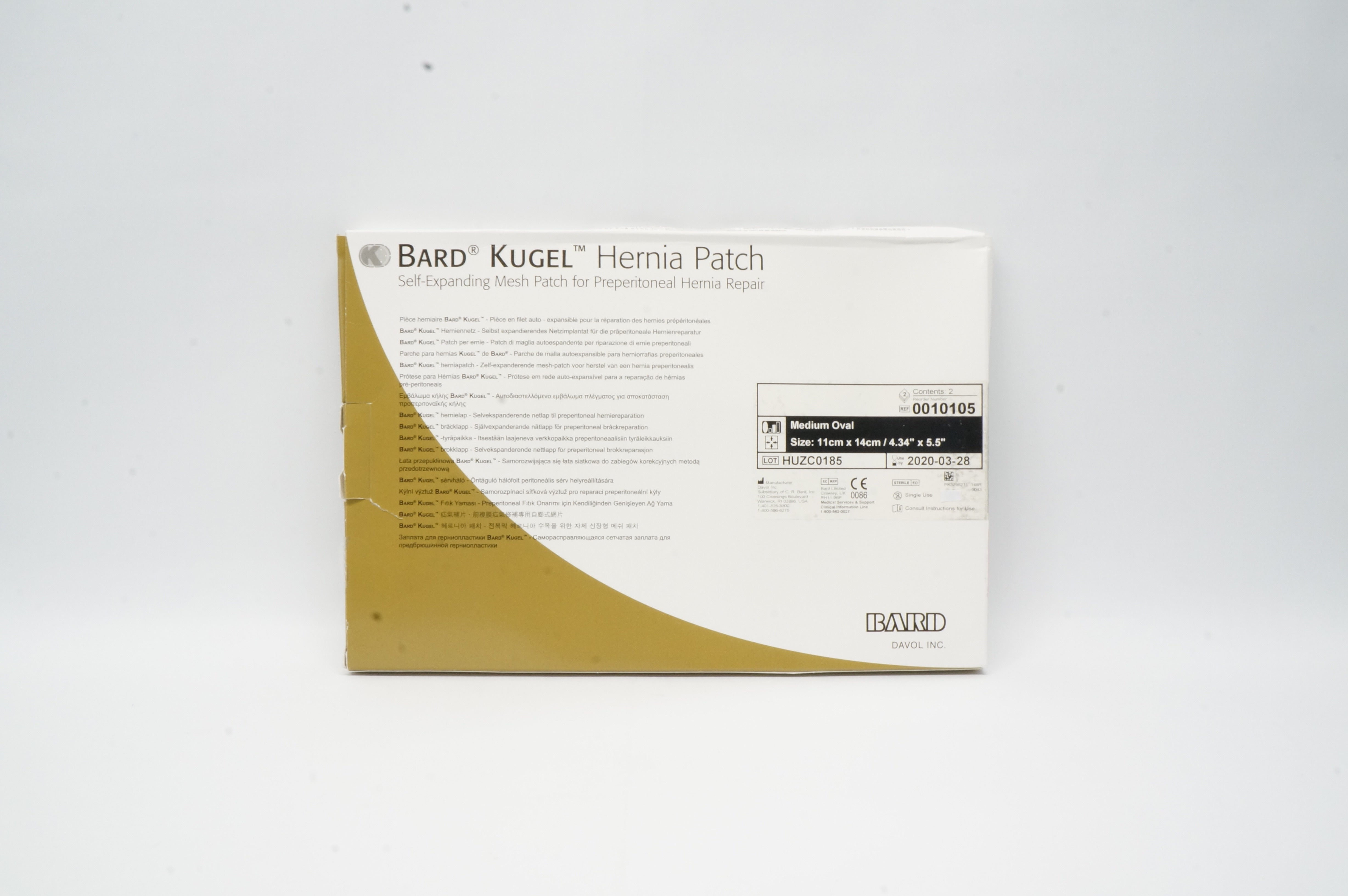 Bard 0010105 Davol Kugel Hernia Patch, Medium Oval, 4.34in x 5.5in (x) Box of 2