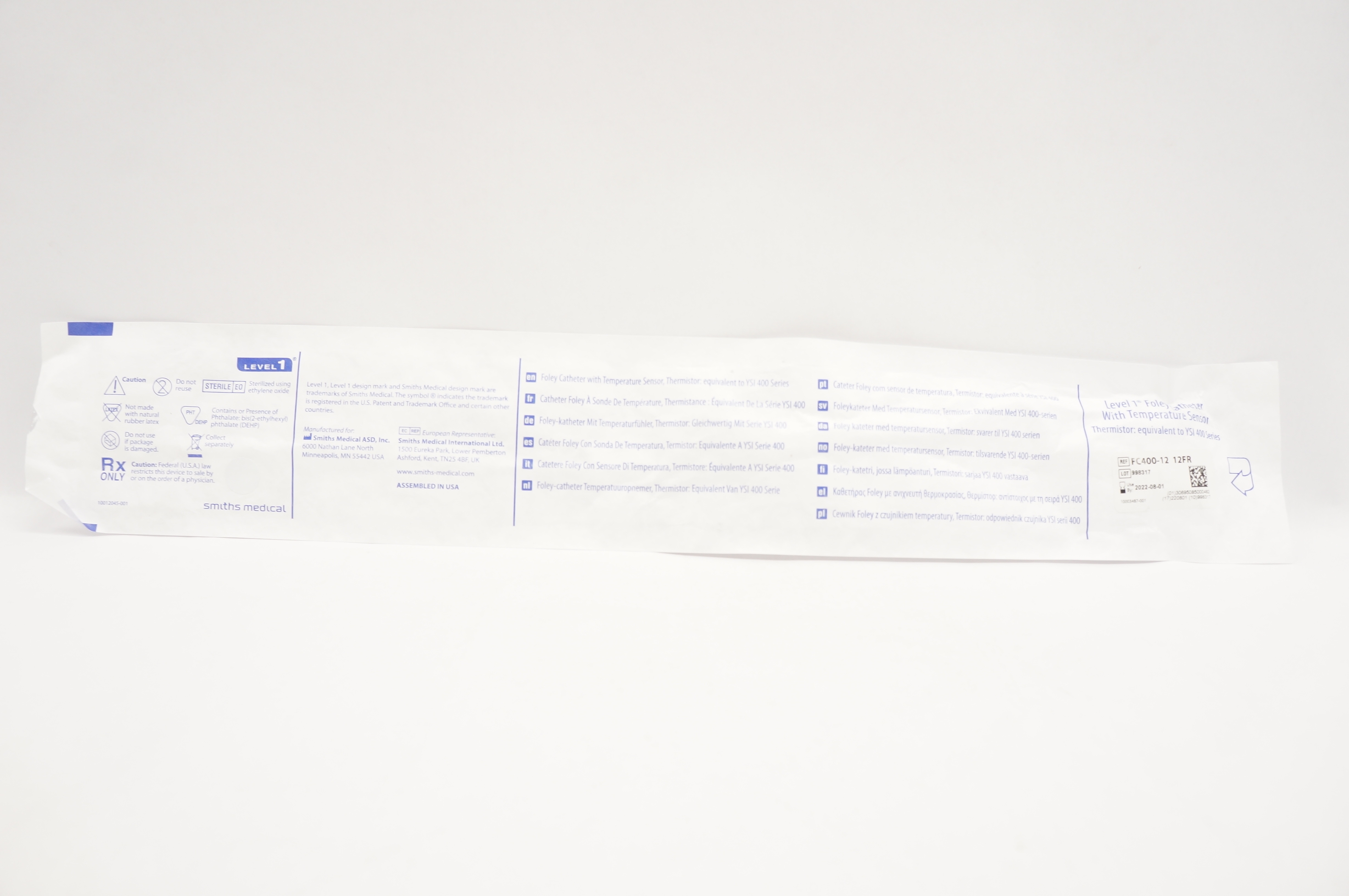 Smiths Medical FC400-12 Foley Cath w/Temperature Sensor Level 1, 12Fr (x)