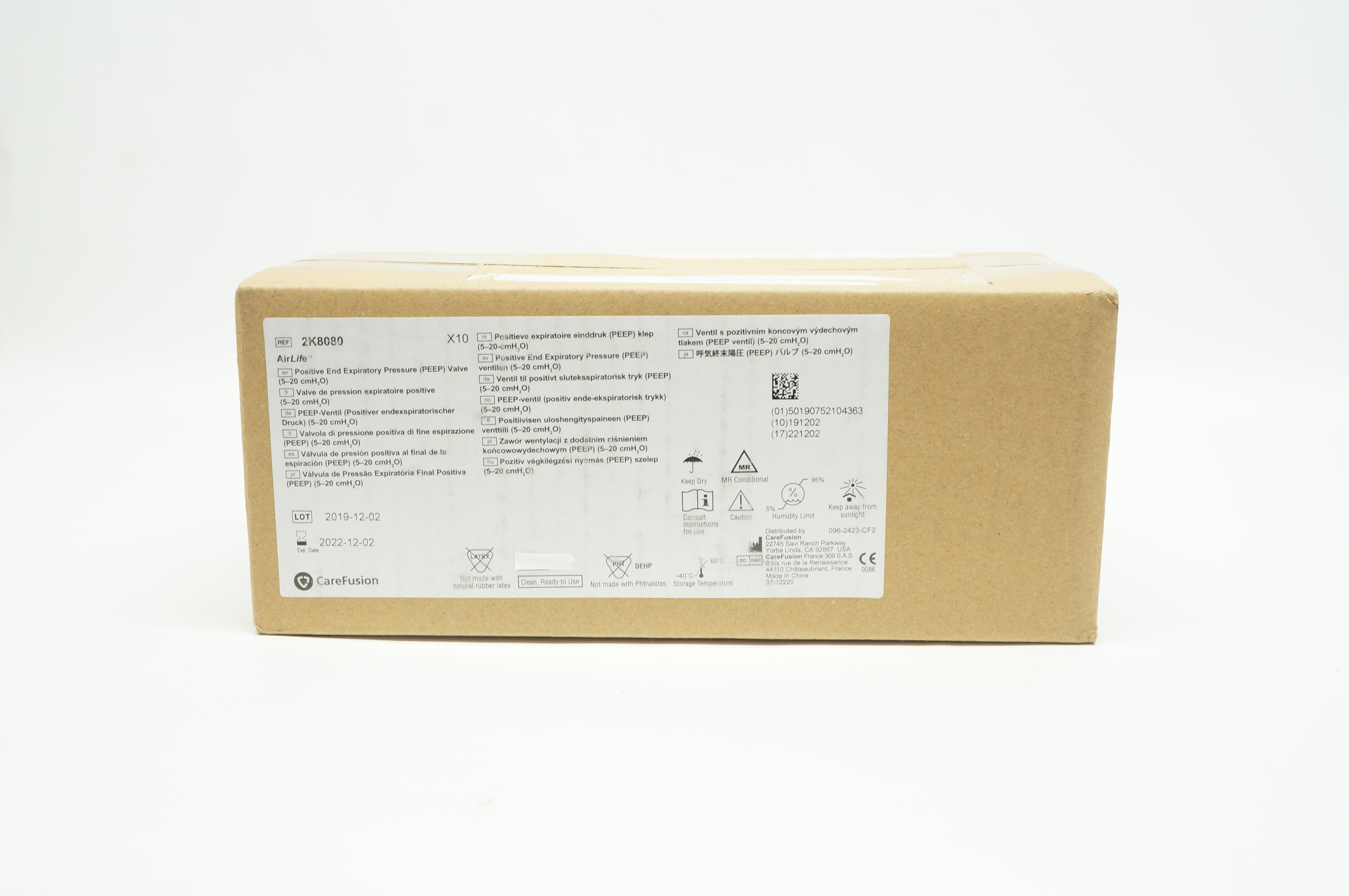 CareFusion 2K8080 AirLife PEEP Valve (5-20 cmH2O) - Box of 10
