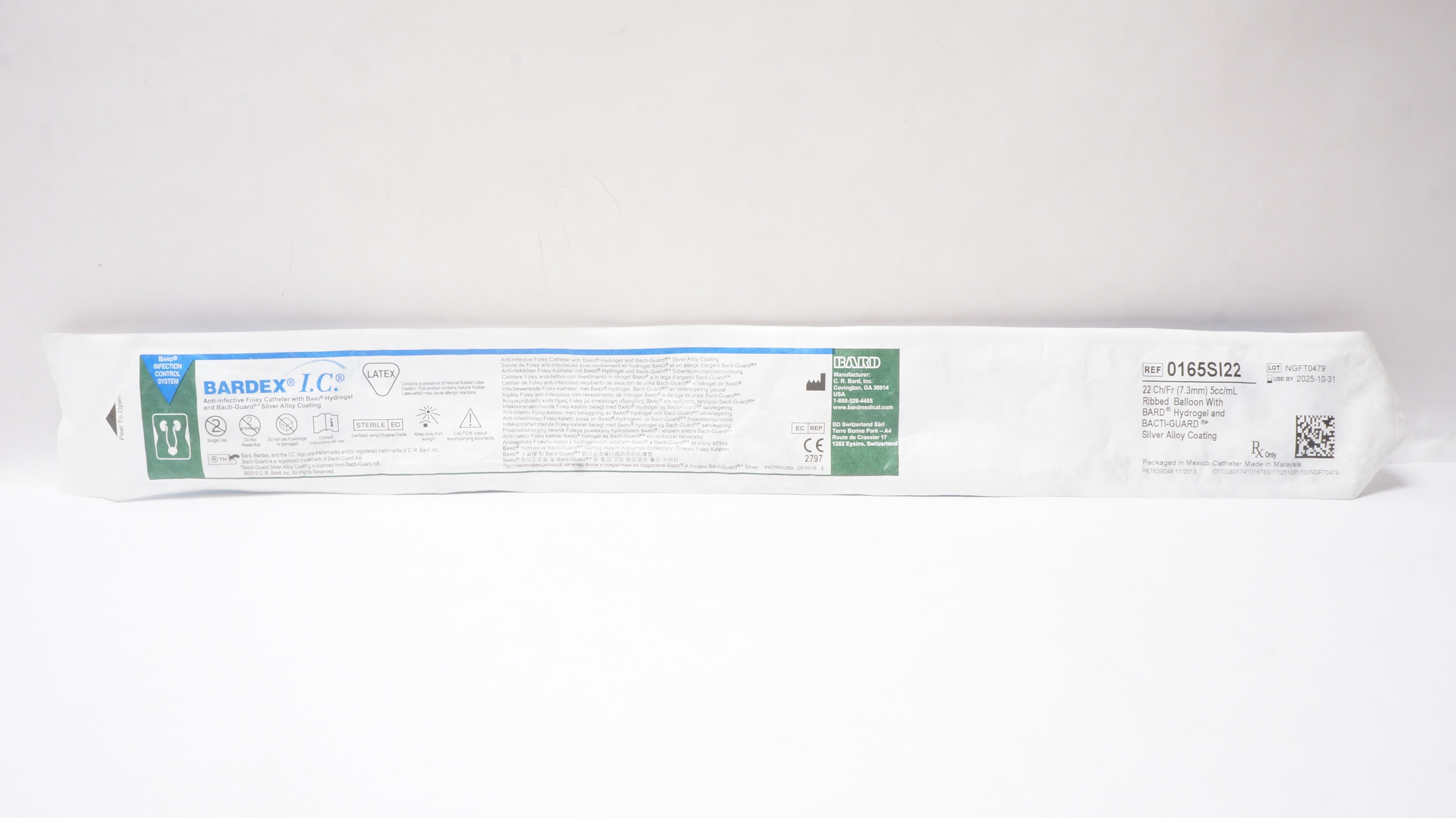 Bard 0165SI22 Bardex Anti-Infective Foley Cath. 22Fr