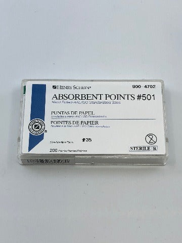 Henry Schein 900-4702 ABSORBENT POINTS #501, Hand Rolled, Size 35 ~ Pack of 200