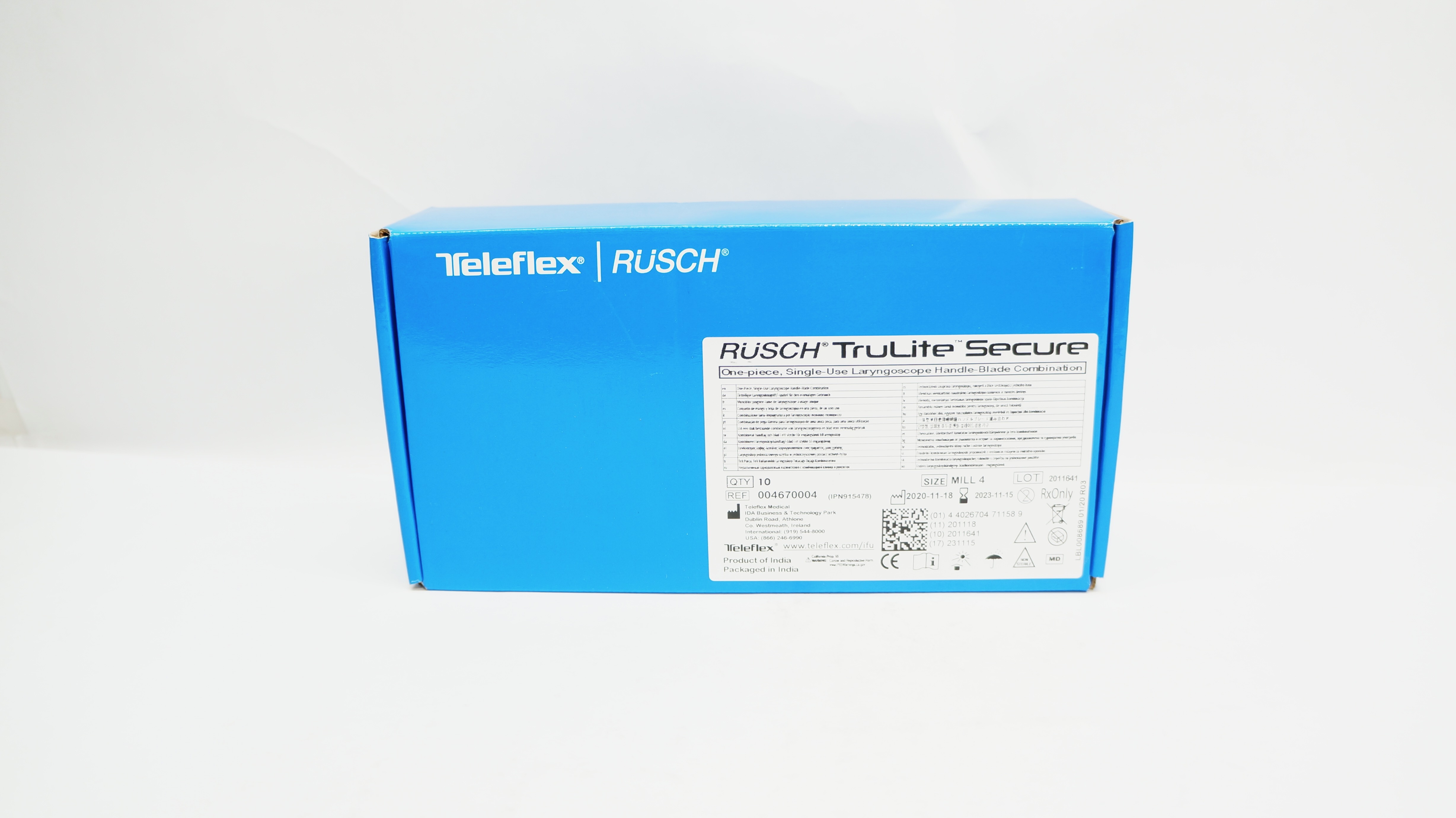 Teleflex 004670004 Rusch Laryngoscope Handle-Blade Combination Mill4 - Box of 5