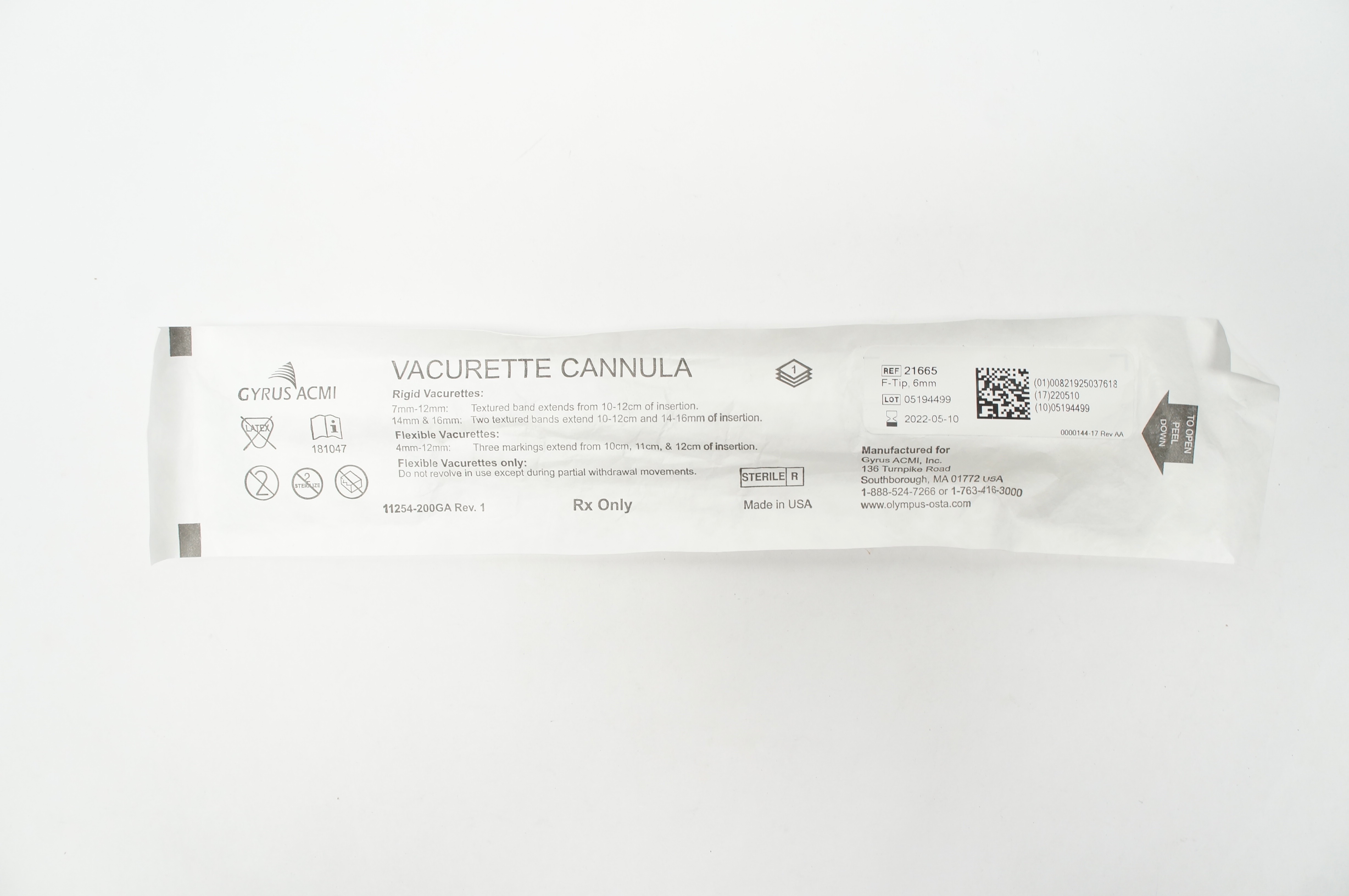 Gyrus ACMI 21665 Vacurette Cannula F-Tip 6mm (x)