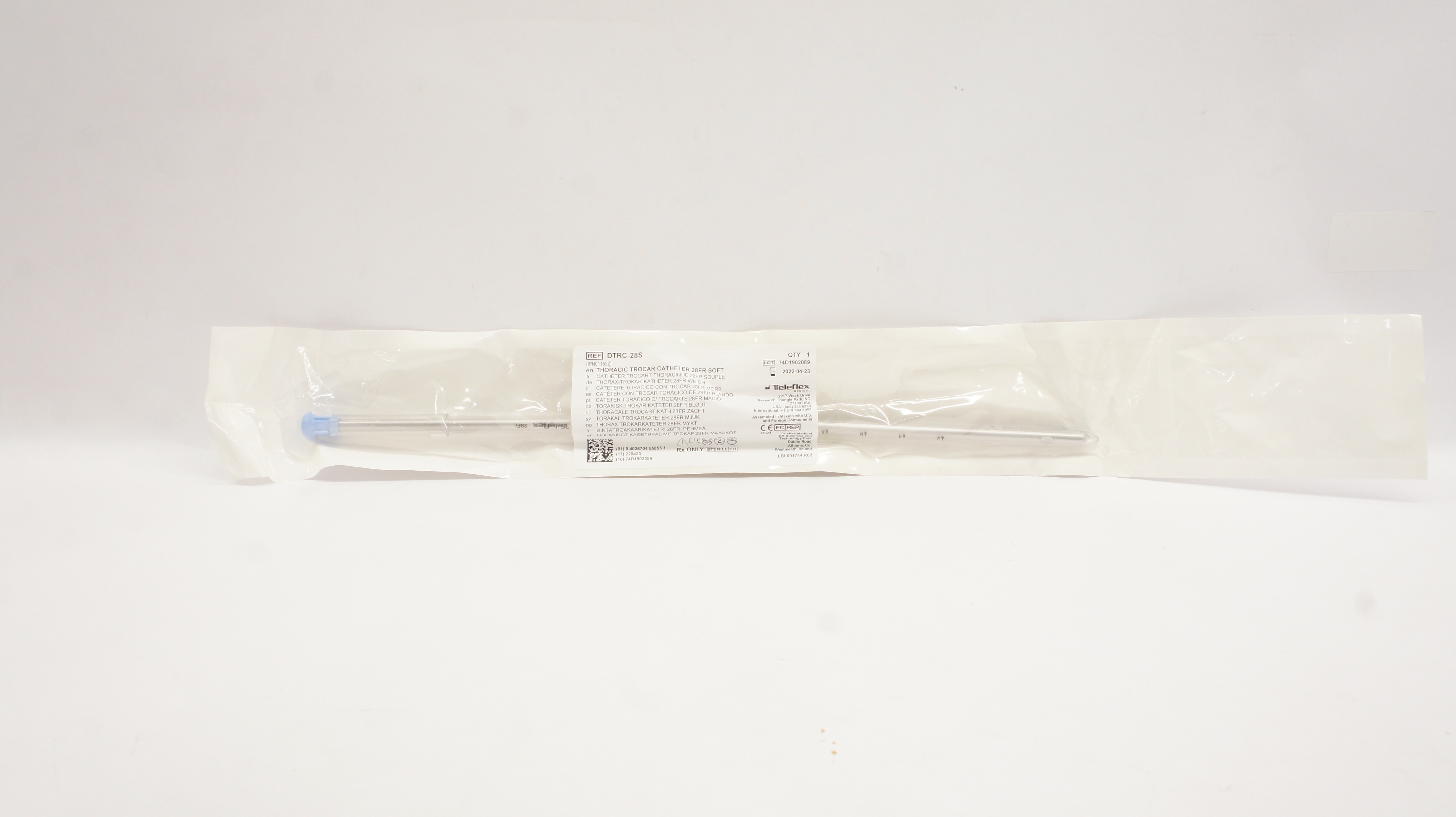 Teleflex DTRC-28S Thoracic Trocar Cath. Soft 28Fr (x)