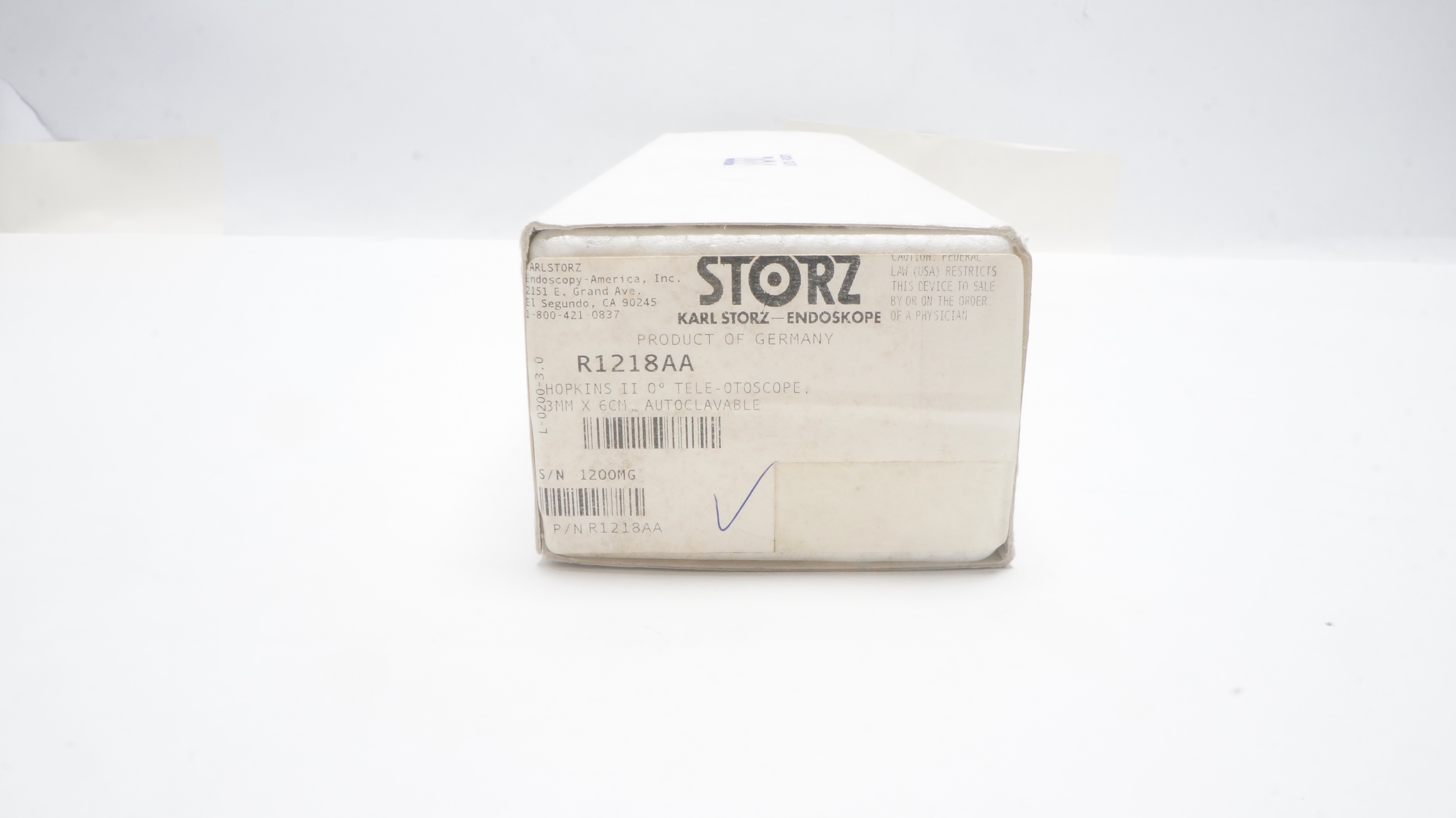 Karl Storz R1218AA Endoscope Hopkins II 0° Tele-Otoscope 3mm x 6cm