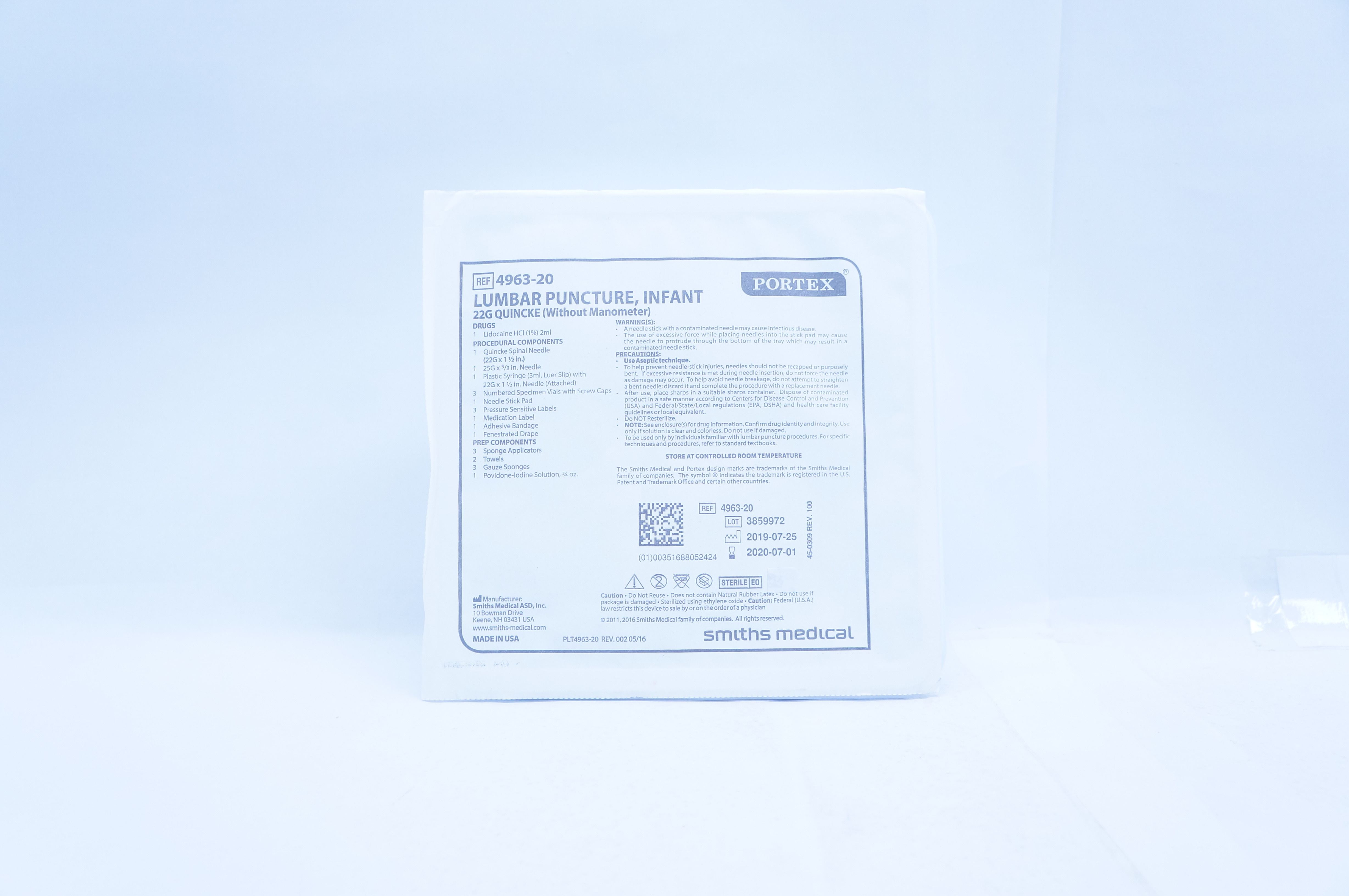 Smiths Medical 4963-20 Portex Lumbar Puncture, Infant 22G Quincke (x)