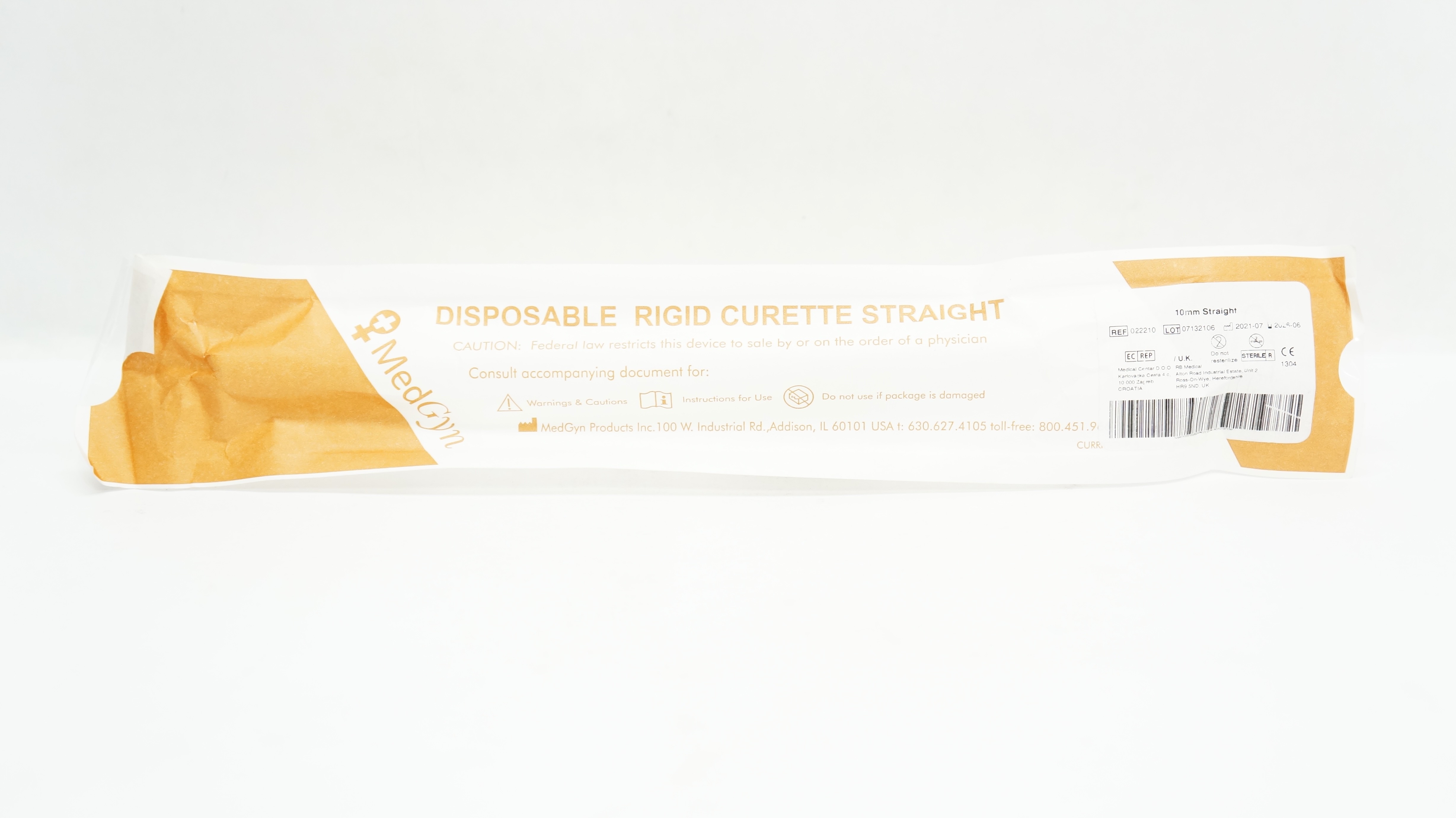 MedGyn 022210 Disposable Rigid Curette Straight 10mm