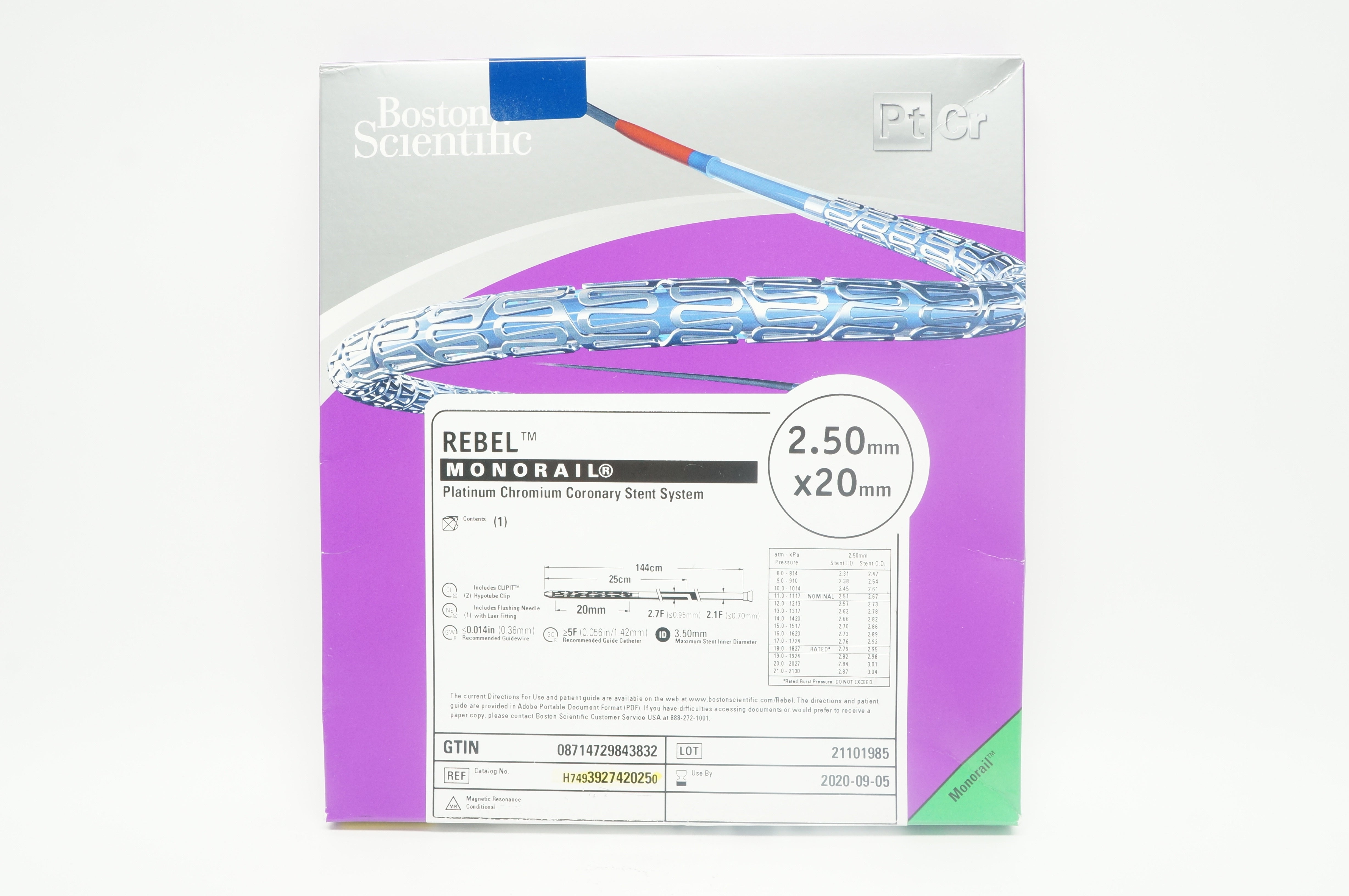 Boston Scientific H7493927420250 Rebel Monorail Stnt System 2.50mm x 20mm (x)