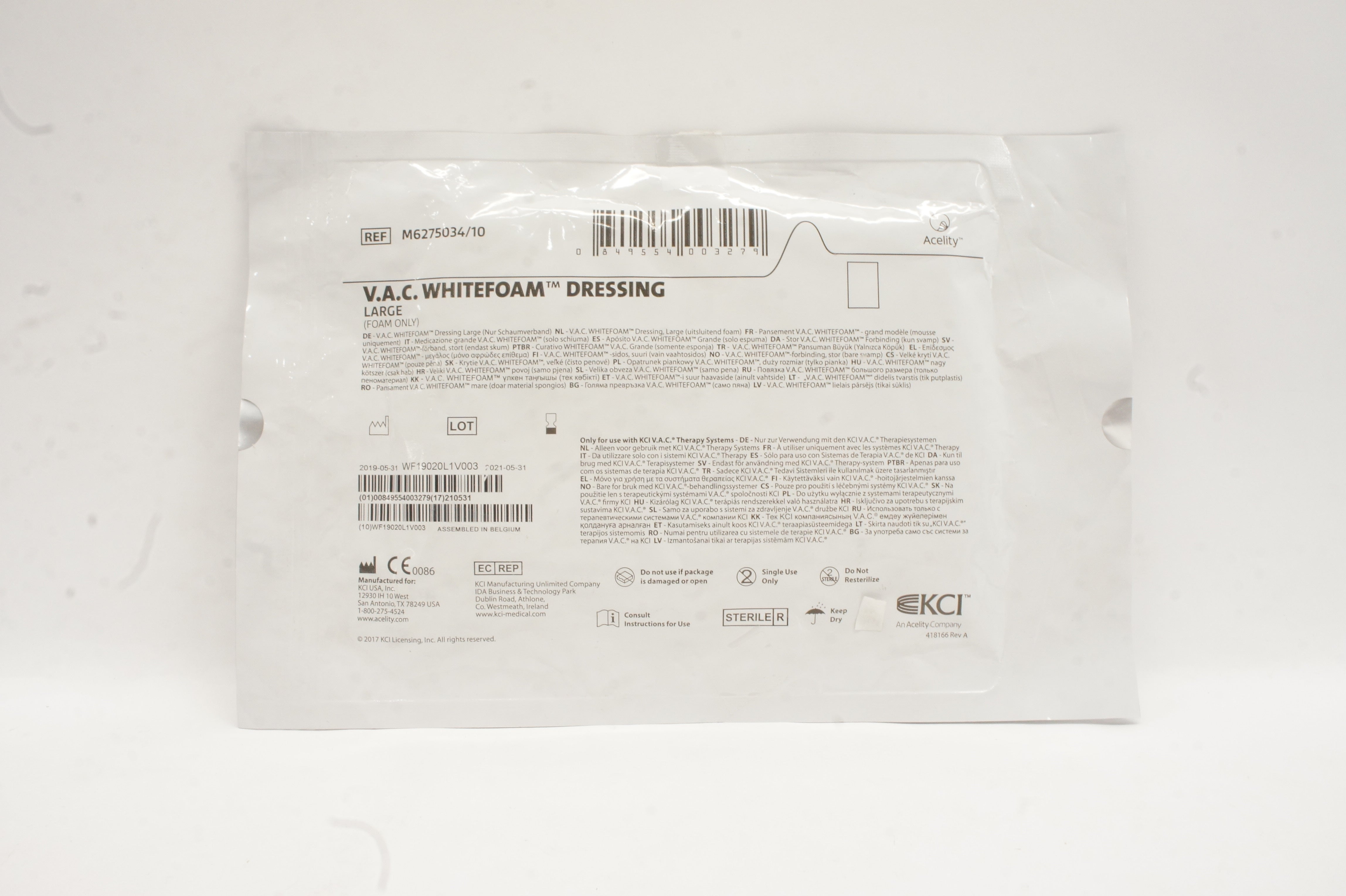 KCI M6275034/10 V.A.C. Whitefoam Dressing Large (x)