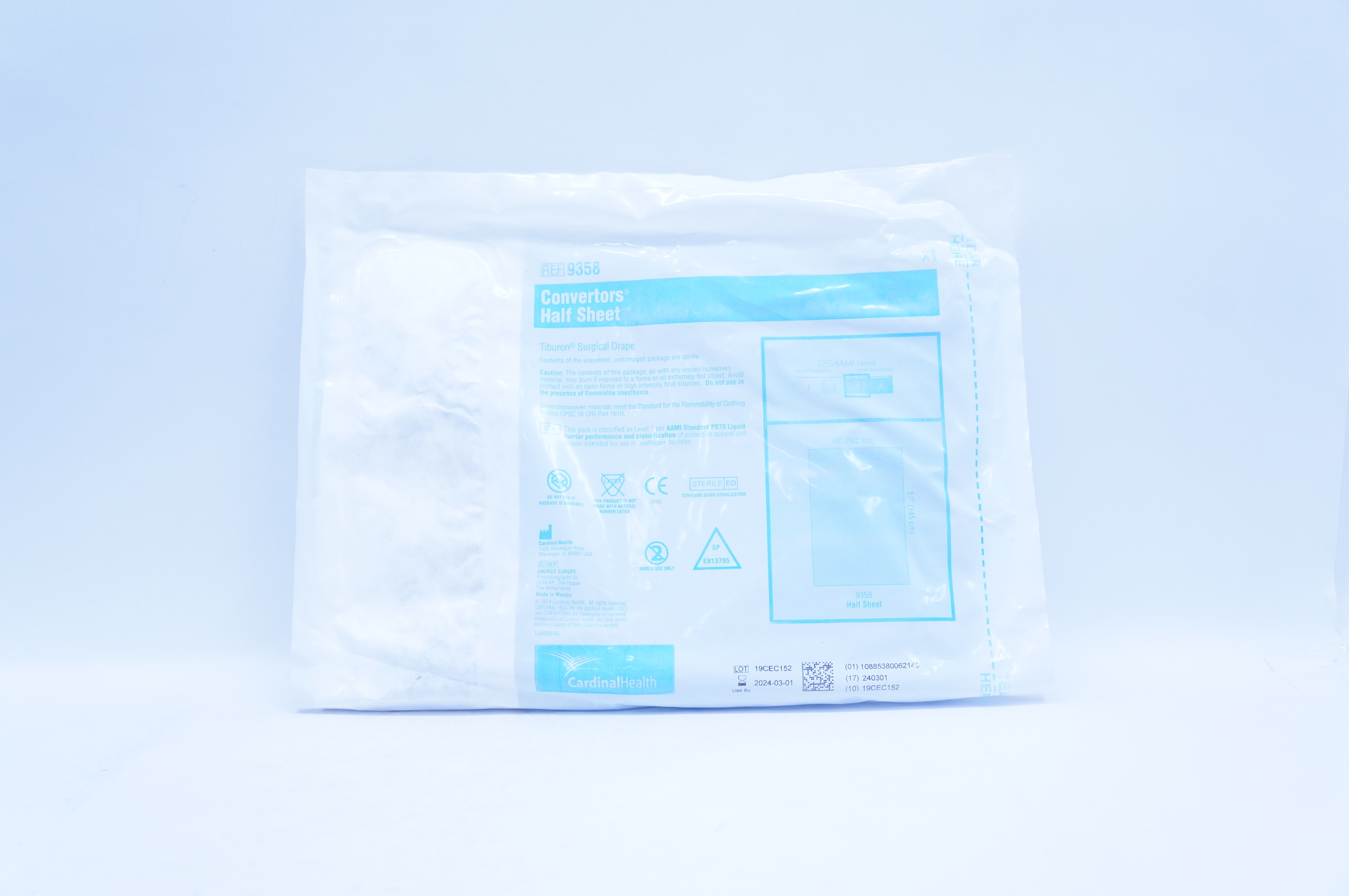 Cardinal Health 9358 Convertors Half Sheet Tiburon Surgical Drape 40 x 57 inch