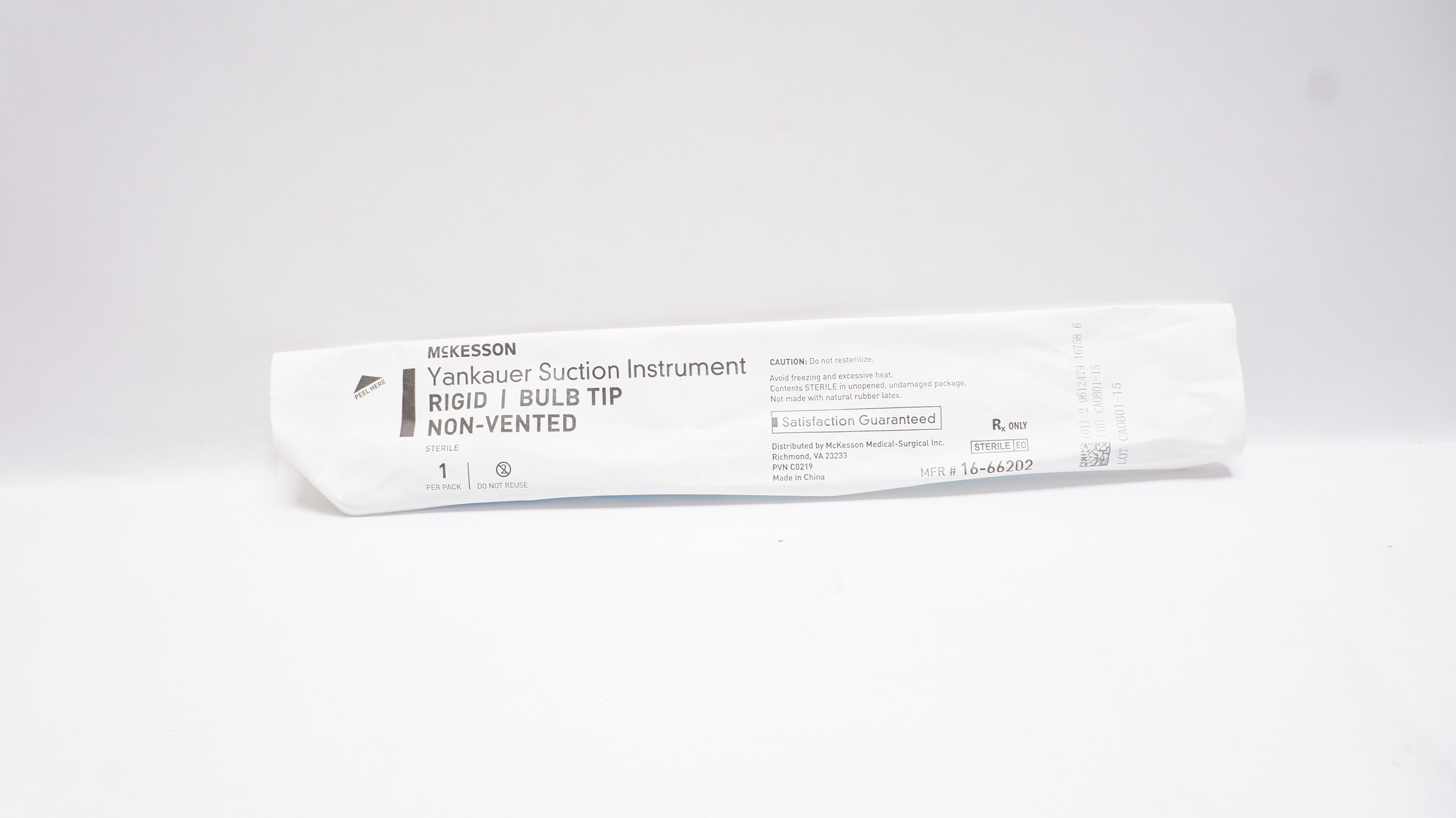 McKesson 16-66202 Yankauer Suction Instrument, Rigid, Bulb Tip, Non-Vented