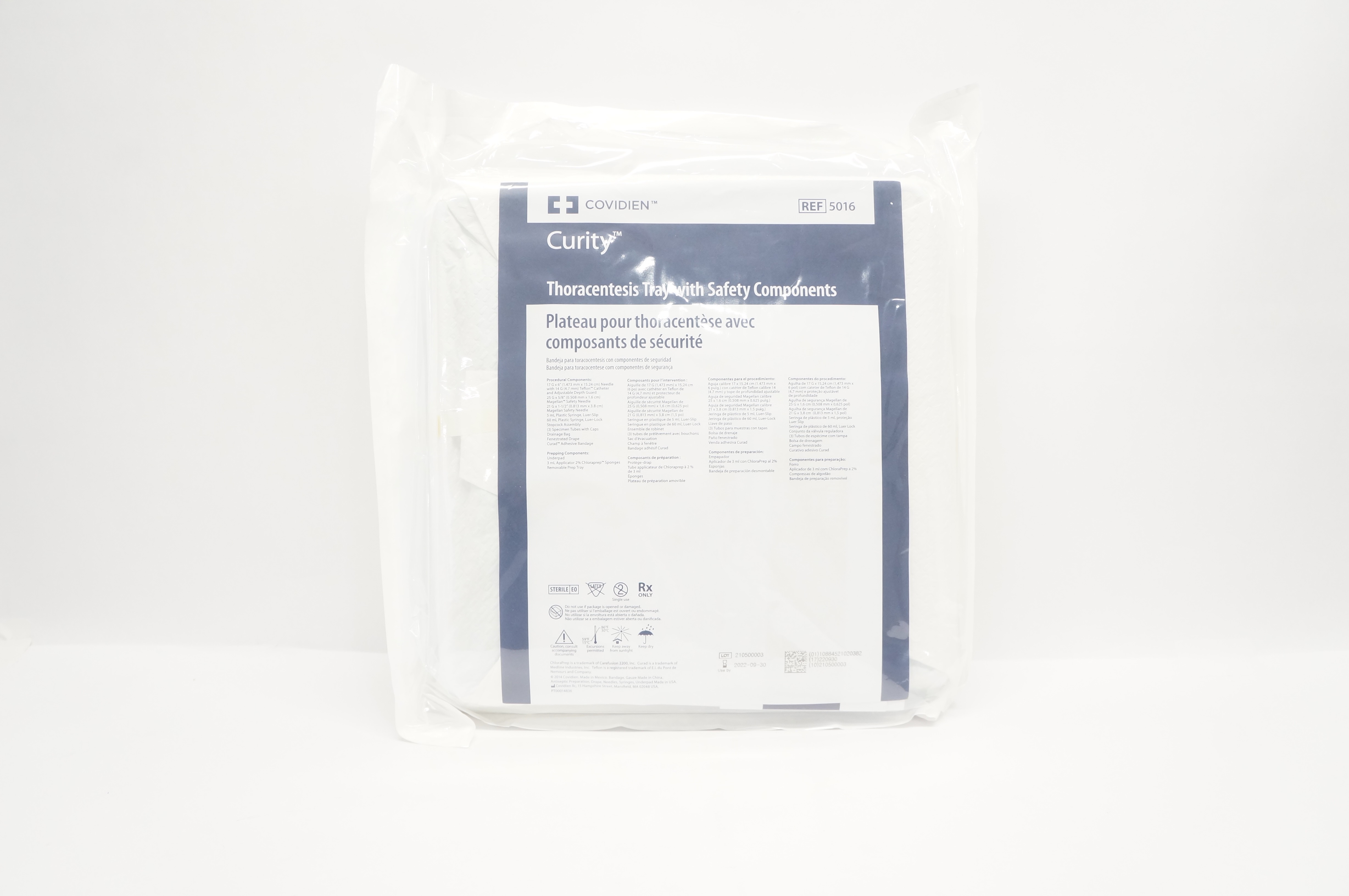 Covidien 5016 Curity Thoracentesis Tray with Safety Components (x)