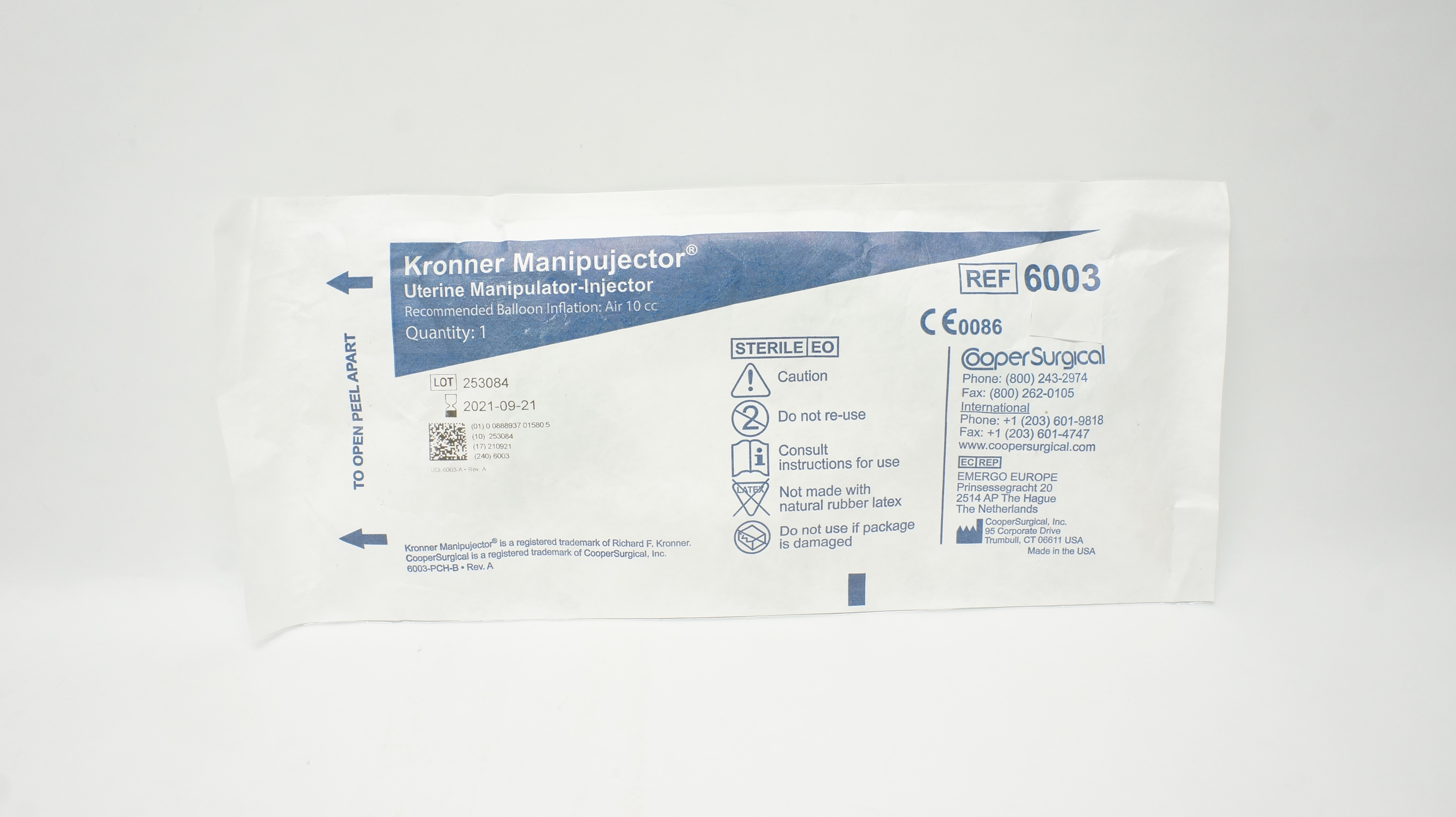 Cooper Surgical 6003 Kronner Manipujector Uterine Manipulator-Injector 10cc (x)