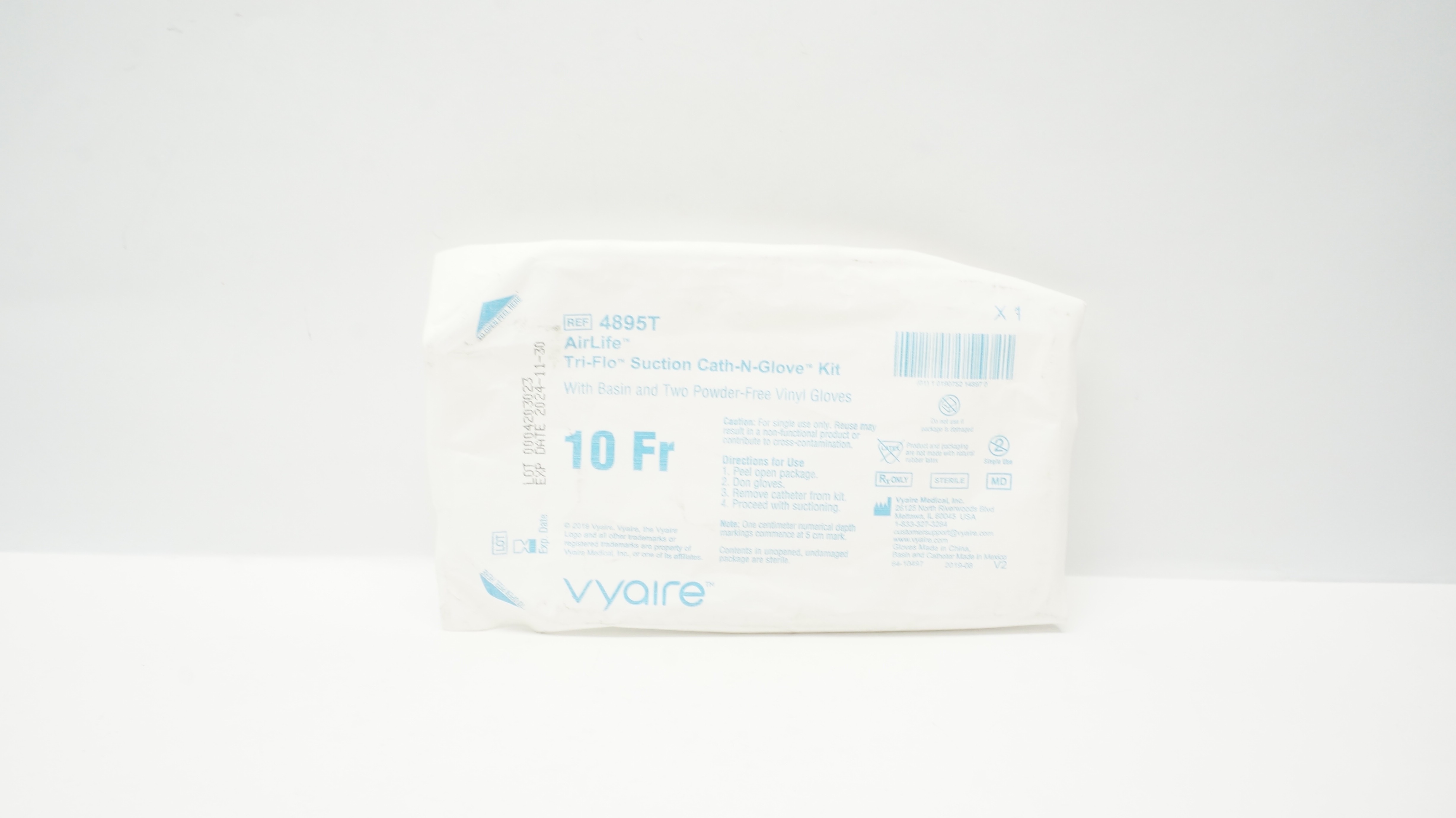 Vyaire 4895T AirLife Tri-Flo Suction Cath.-N-Glove Kit 10 Fr. (x)