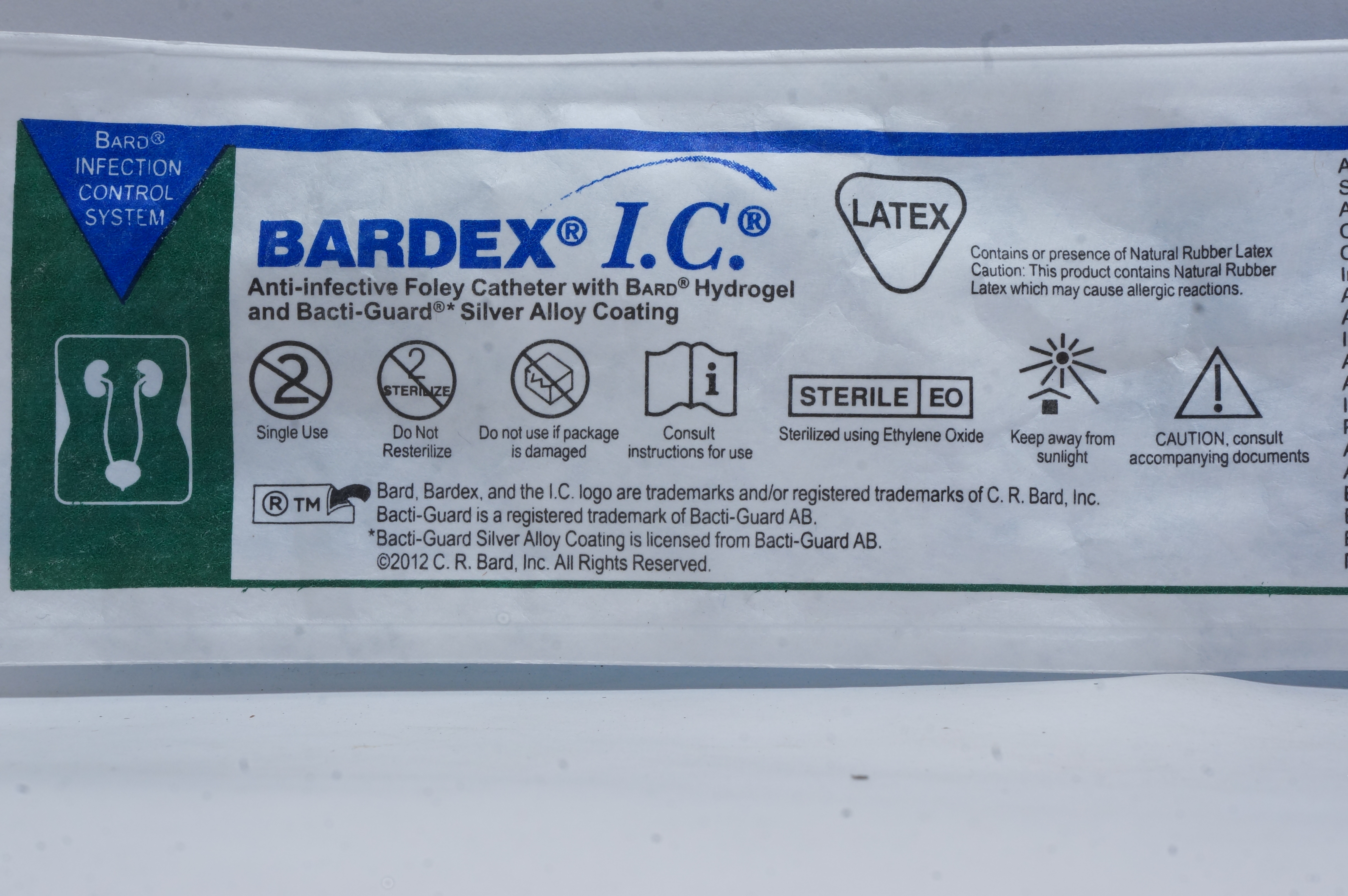 Bard 0165SI08 Bardex I.C. Anti-Infective Foley Cath. 8Fr. 3cc Ribbed Balloon (x)