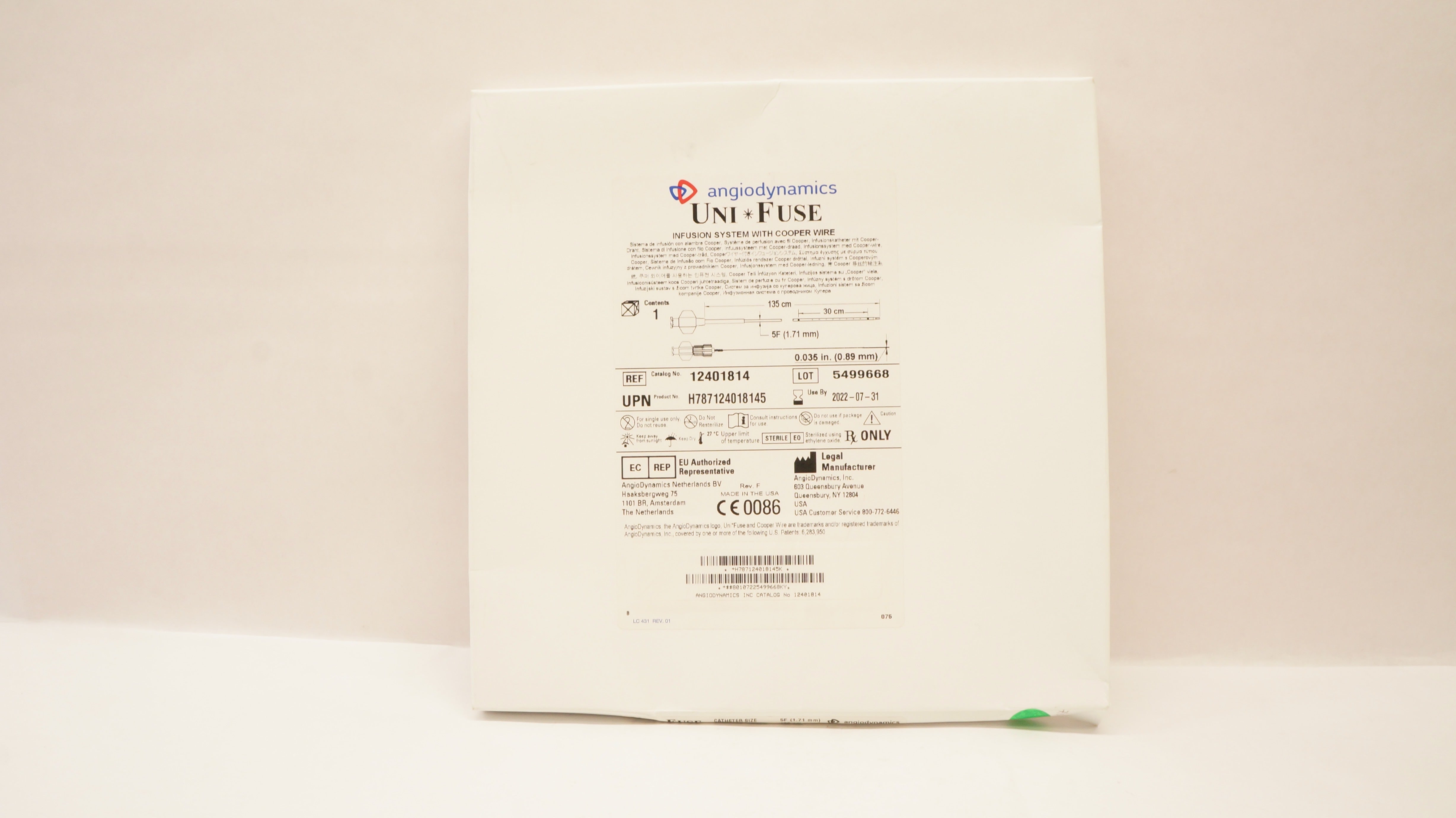 AngioDynamics 12401814 UniFuse Infusion System With Cooper Wire 5F x 135cm (x)