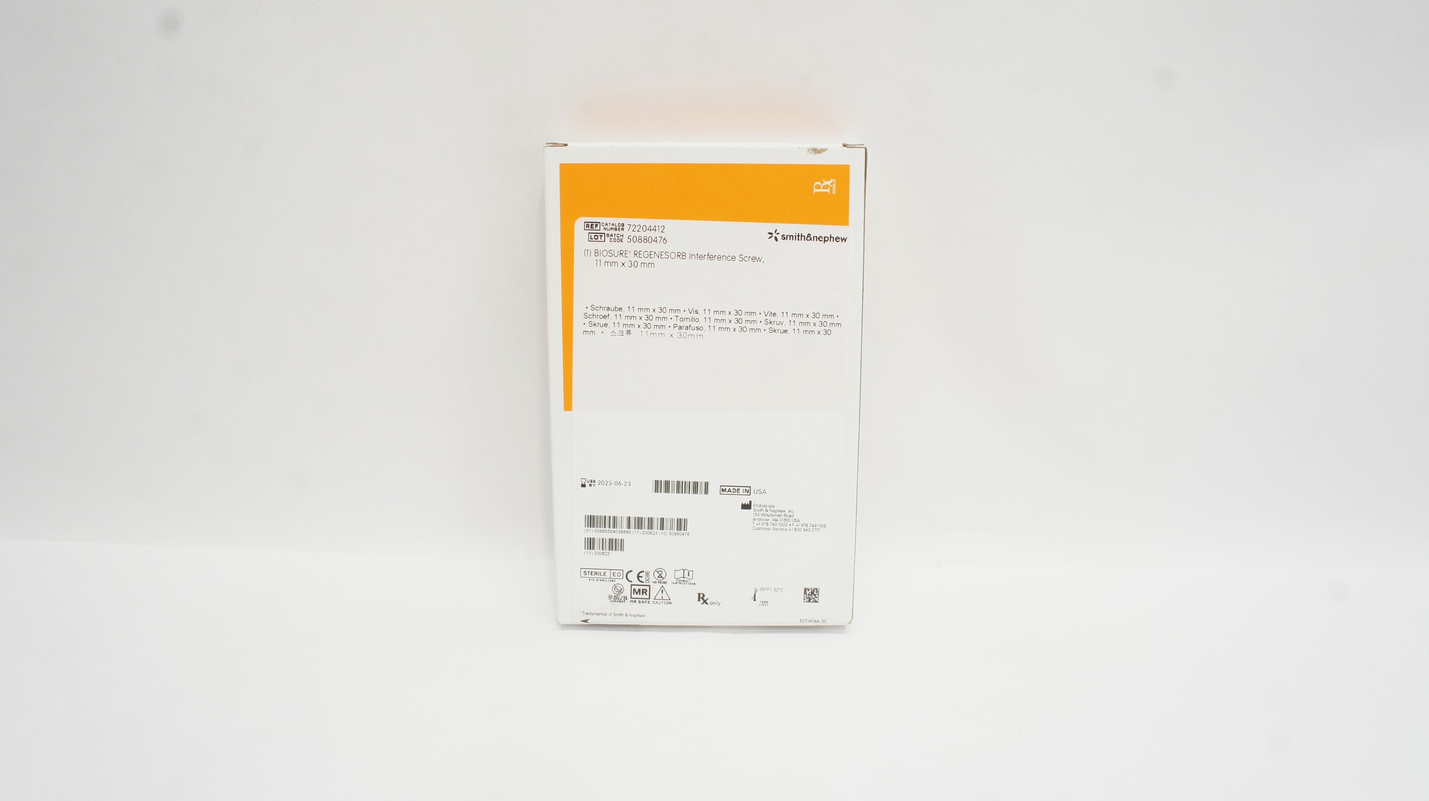 Smith&Nephew 72204412 BIOSURE REGENESORB Interference Screw, 11mm 30mm (x)