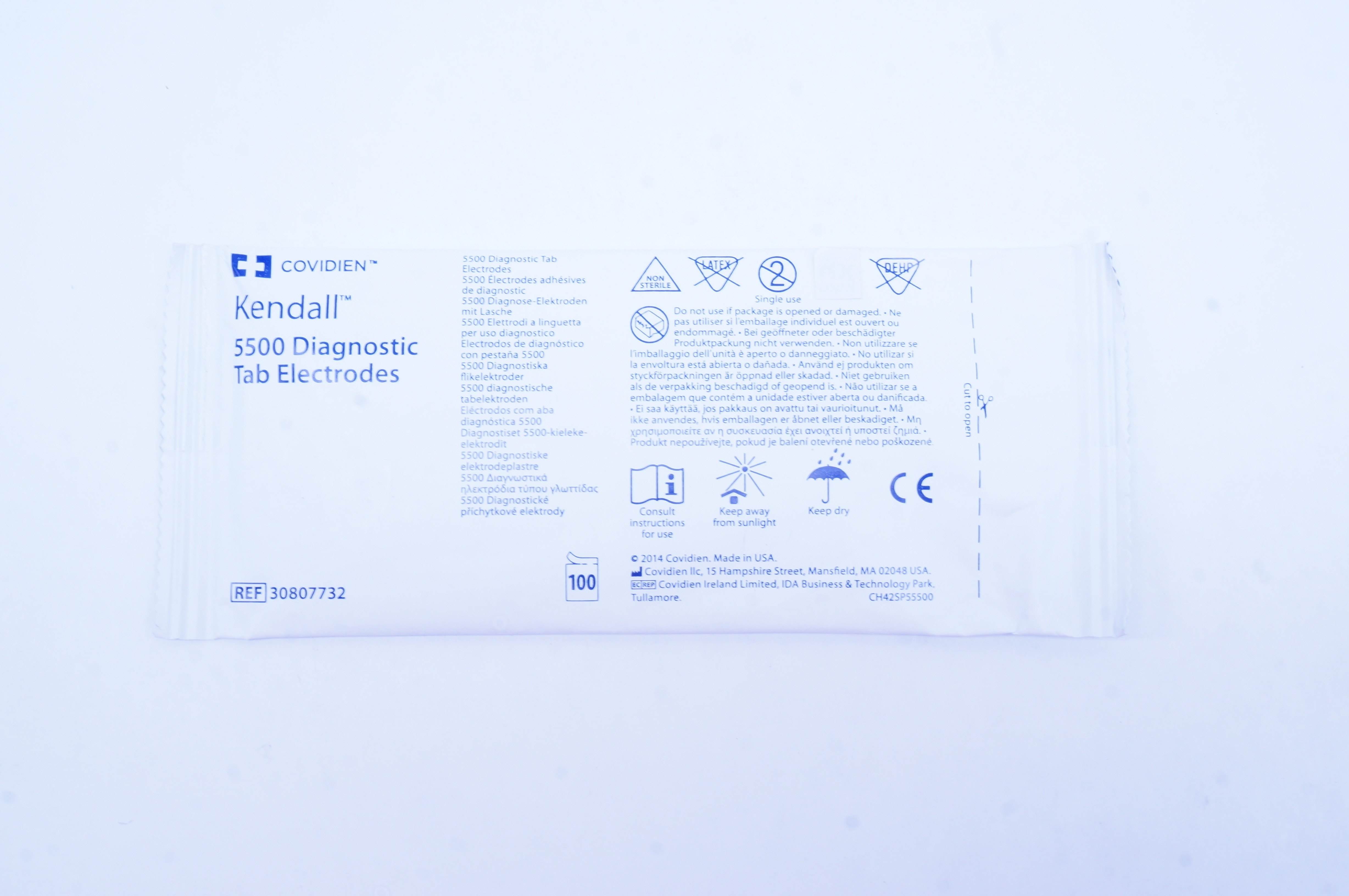Covidien 30807732 Kendall 5500 Diagnostic Tab Electrodes - Box of 100