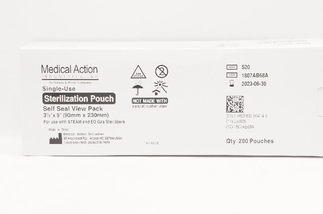 Medical Action 520 Sterilization Pouch Self Seal 3-1/2 x 9 inch - Box of 200