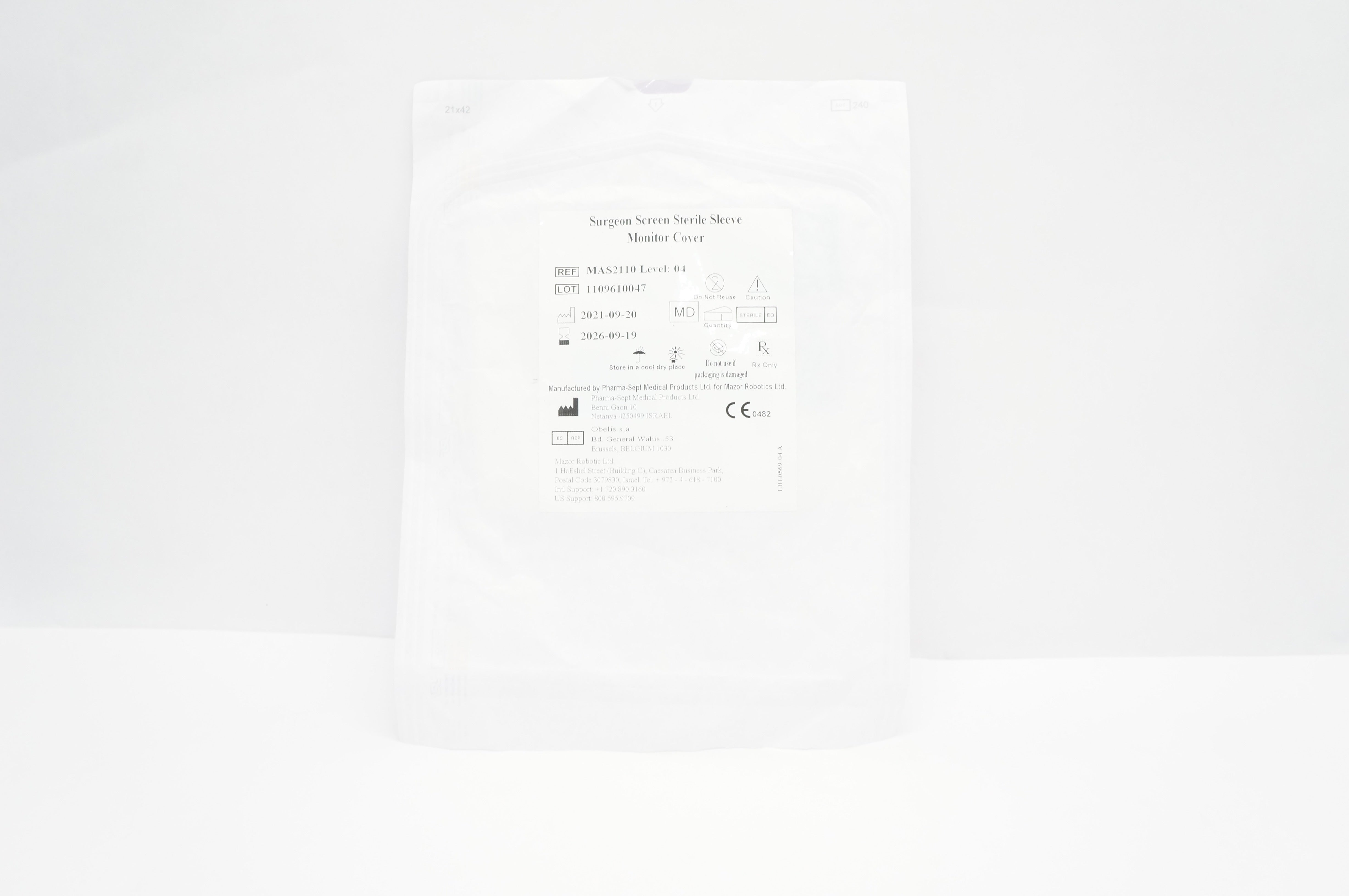 Pharma-Sept MAS2110 Level: 04 Surgeon Screen Sterile Sleeve Monitor Cover
