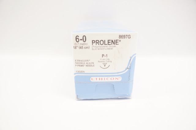 Ethicon 8697G 6-0 PROLENE P-1 11mm 3/8c Reverse Cutting 18inch - Box of 12 (x)