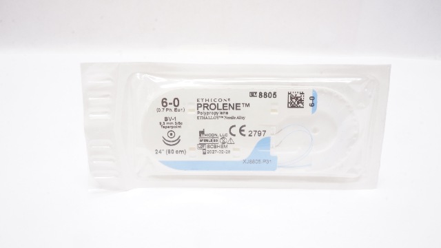 Ethicon 8805 6-0 PROLENE Polypropylene Stre BV-1 9.3mm 3/8c Taperpoint, 24inch