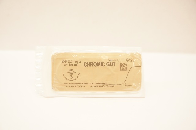 Ethicon G123 2-0 Chromic Gut Surgical Stre SH 26mm 1/2c Taper, 27inch
