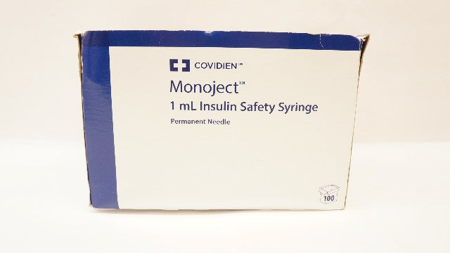 Covidien 8881511110 Monoject 1 mL Insulin Syringe 29G x 1/2inch - Box of 80