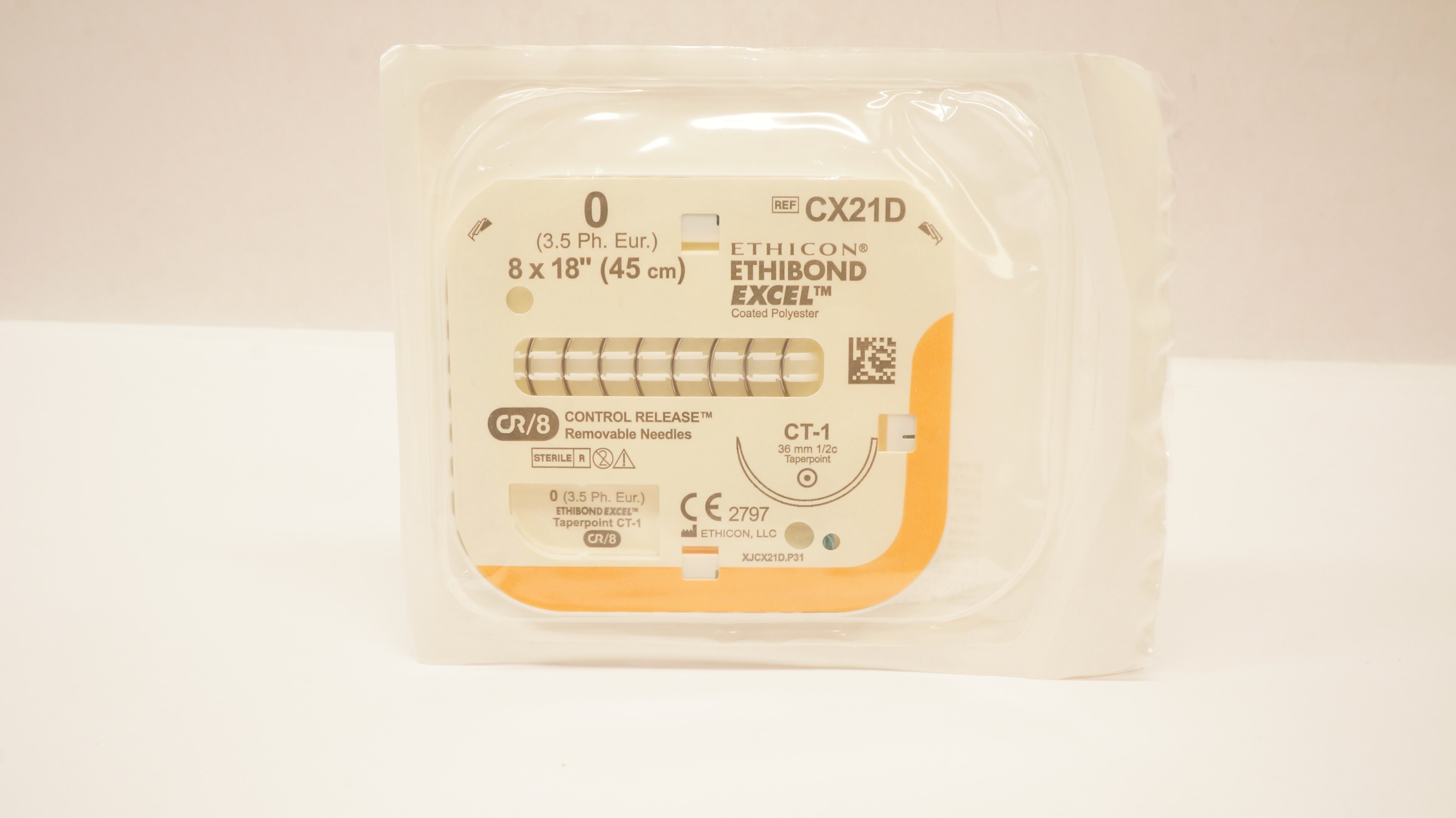 Ethicon CX21D 0 Ethibond Excel, CT-1, 36mm 1/2c Taper, 18inch