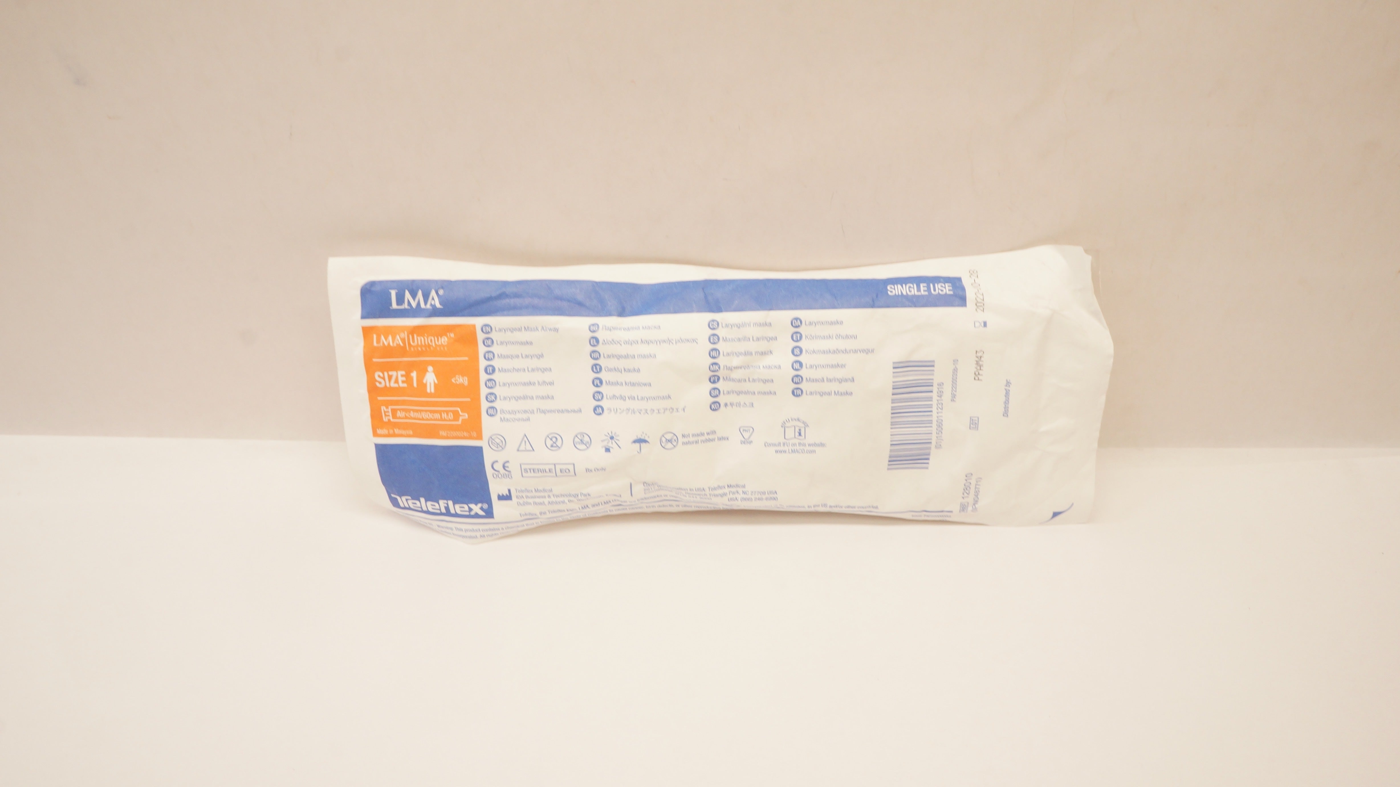 Teleflex 128010 LMA Laryngeal Mask Airway, Size 1 <5kg, Air<4ml/60cm H2O (x)